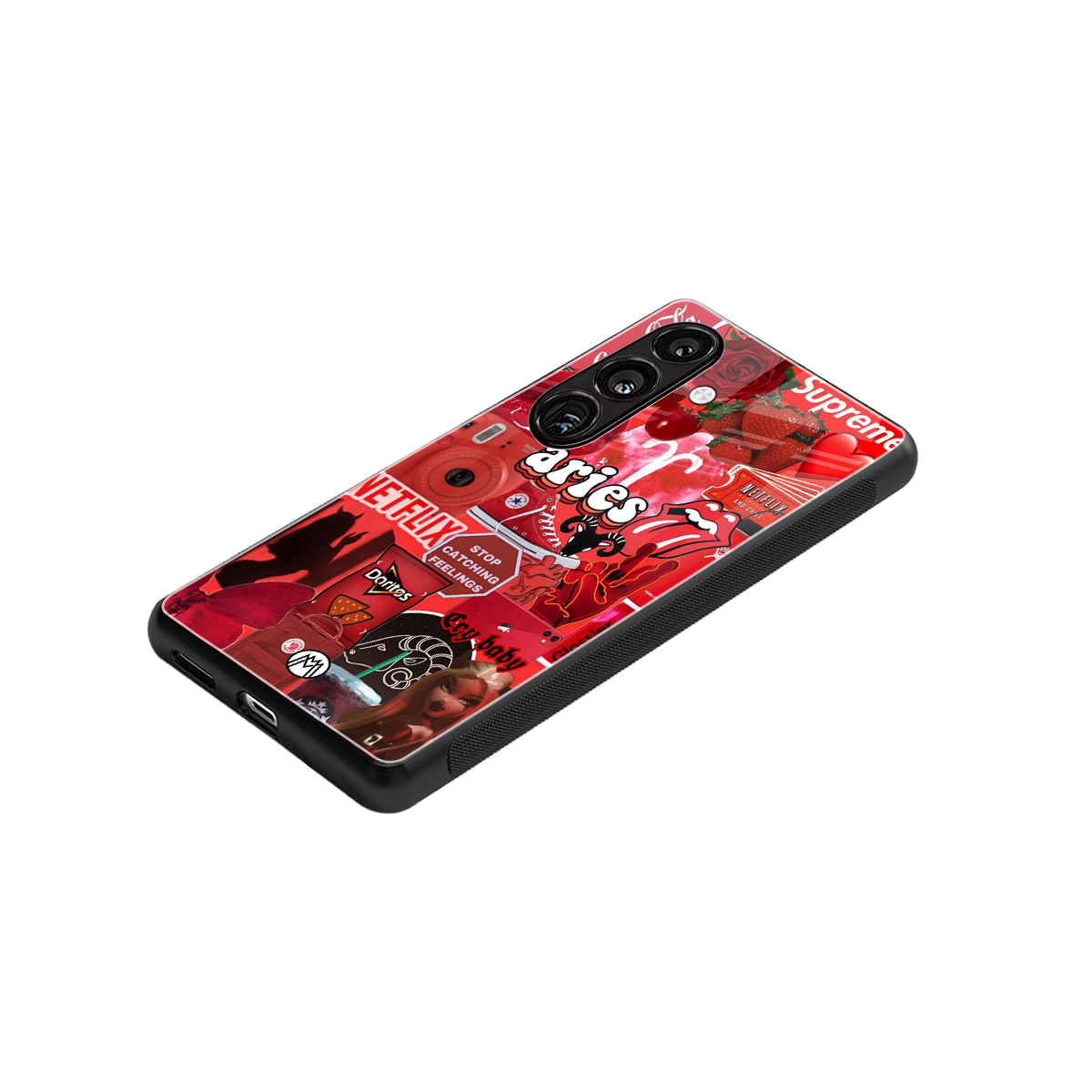 aries aesthetic collage back phone cover | glass case for samsung galaxy s24 fe