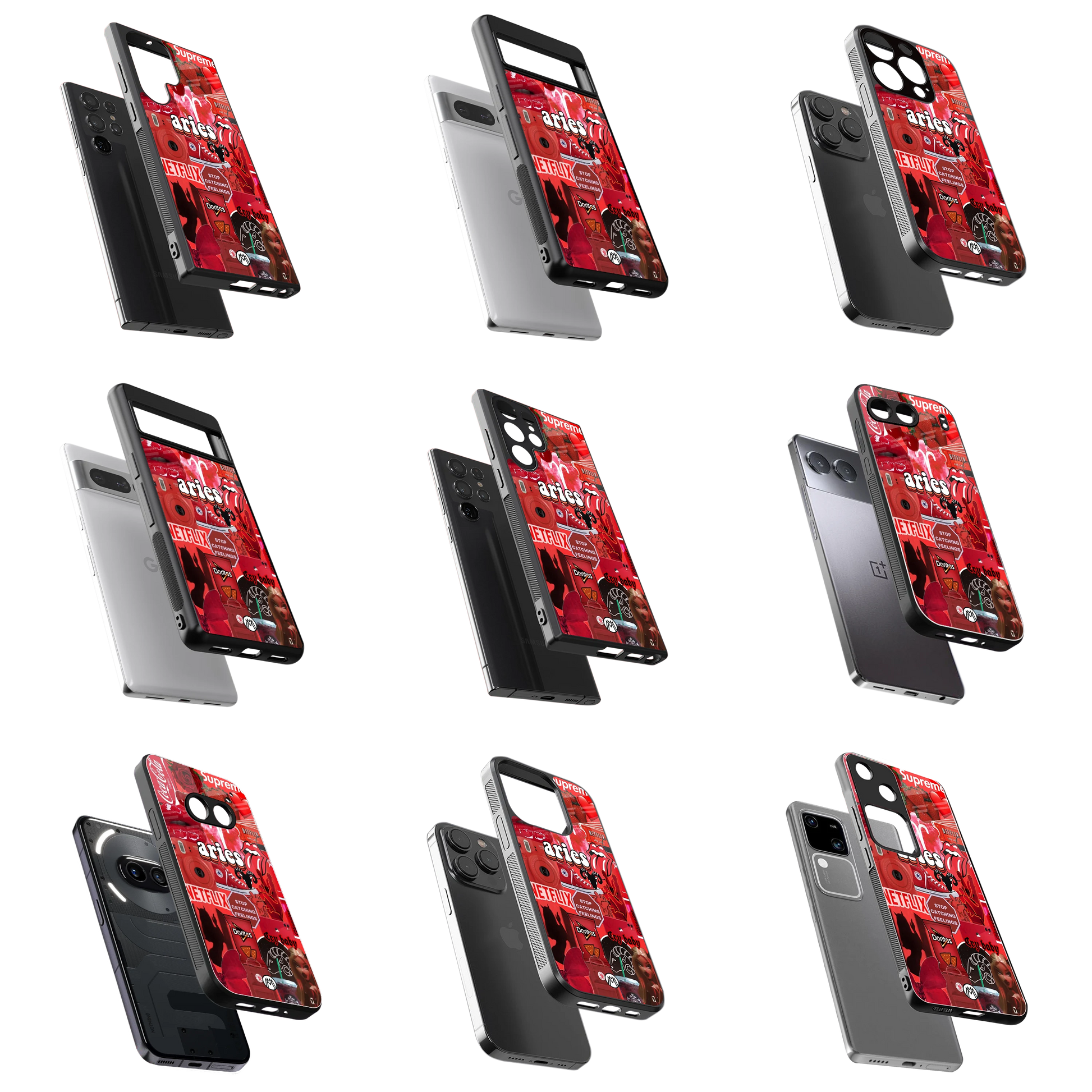 Durable Glass Back Mobile Case for iPhone, Samsung, OnePlus, Google Pixel, Redmi, Vivo, Oppo