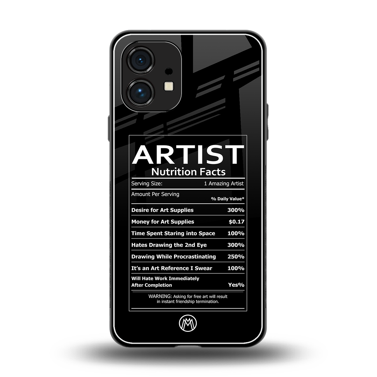 artist nutrition facts back phone cover | glass case for nothing phone 1