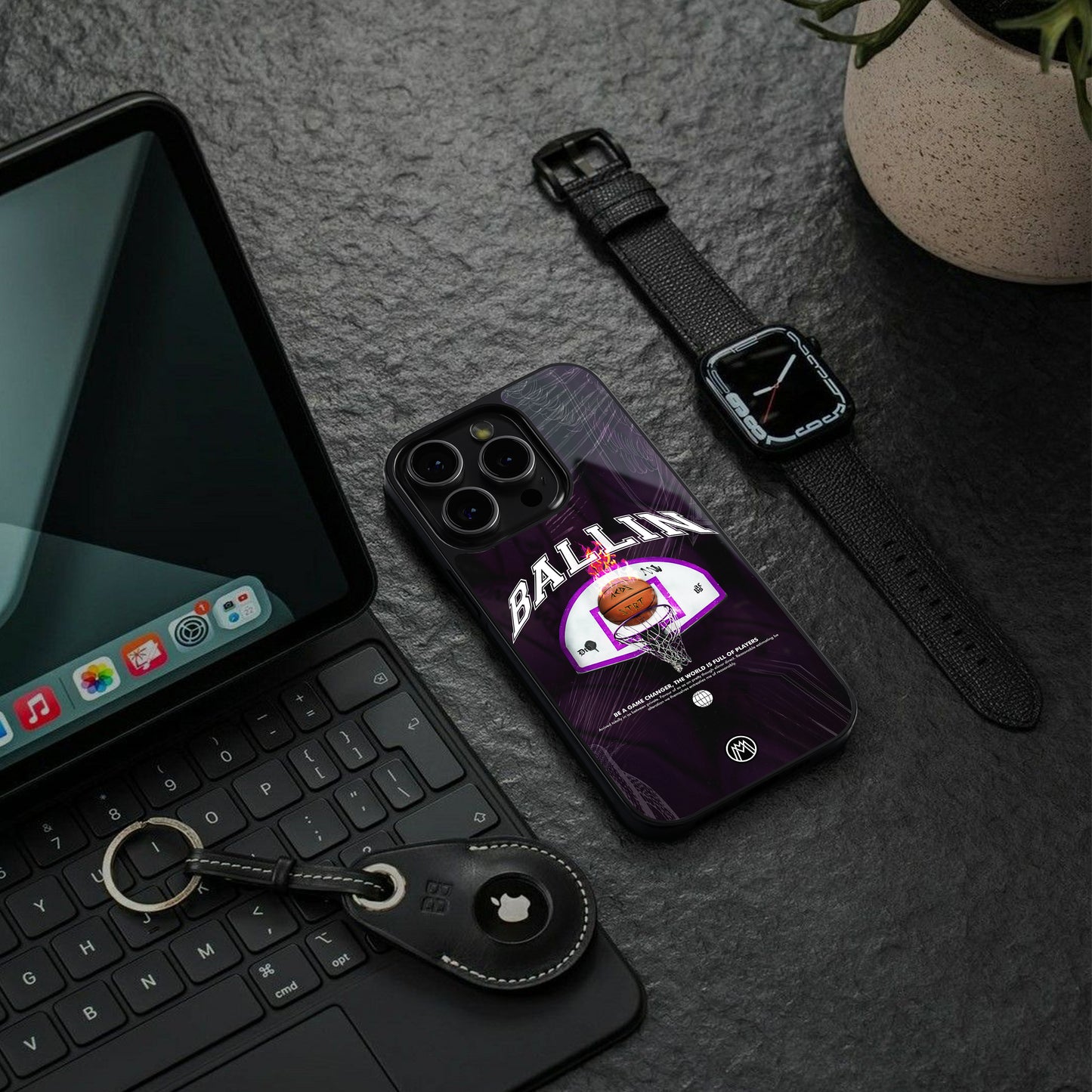 ballin back phone cover | glass case for iphone 16 pro max