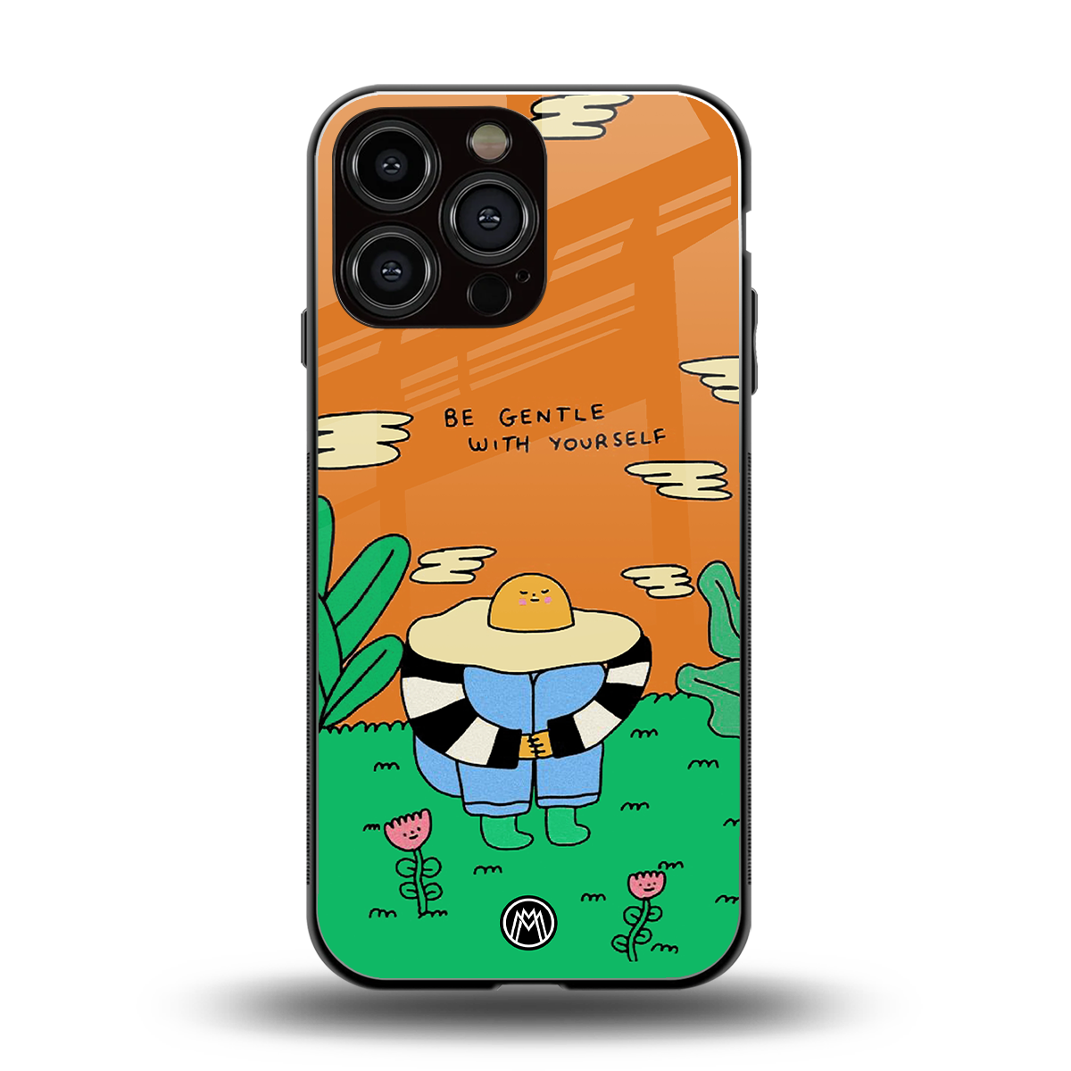 be gentle with yourself back phone cover | glass case for iphone 16 pro max