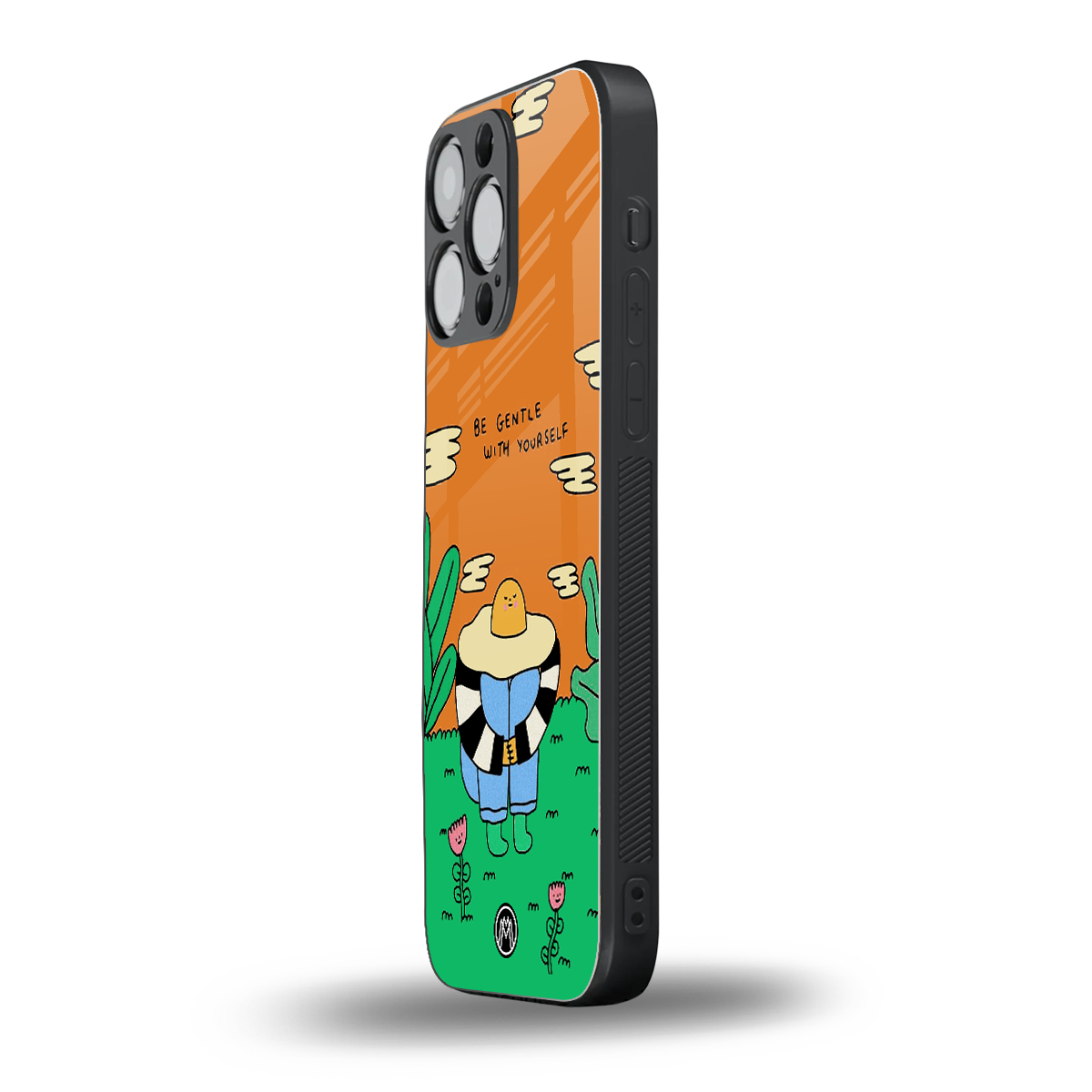 be gentle with yourself back phone cover | glass case for iphone 16 pro max