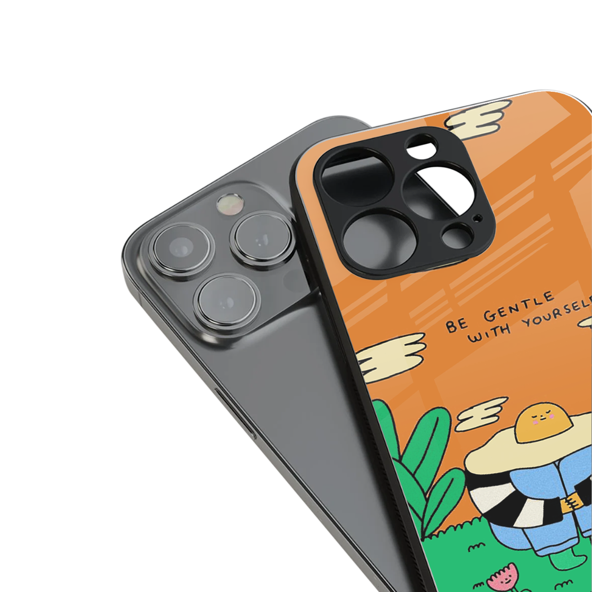 be gentle with yourself back phone cover | glass case for iphone 16 pro max