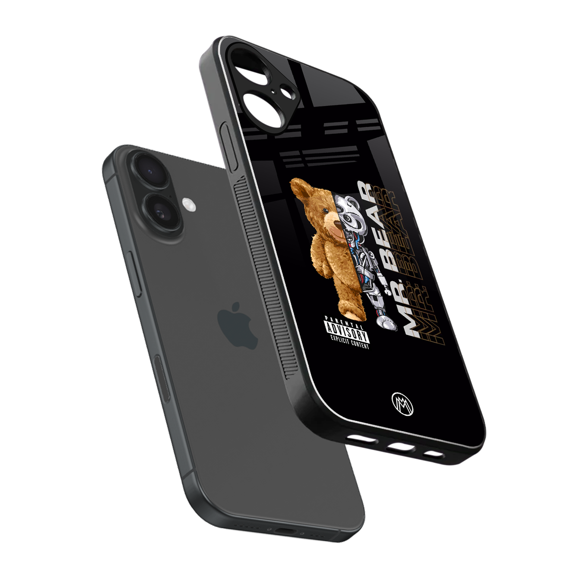 bear pal back phone cover | glass case for iphone 16 plus