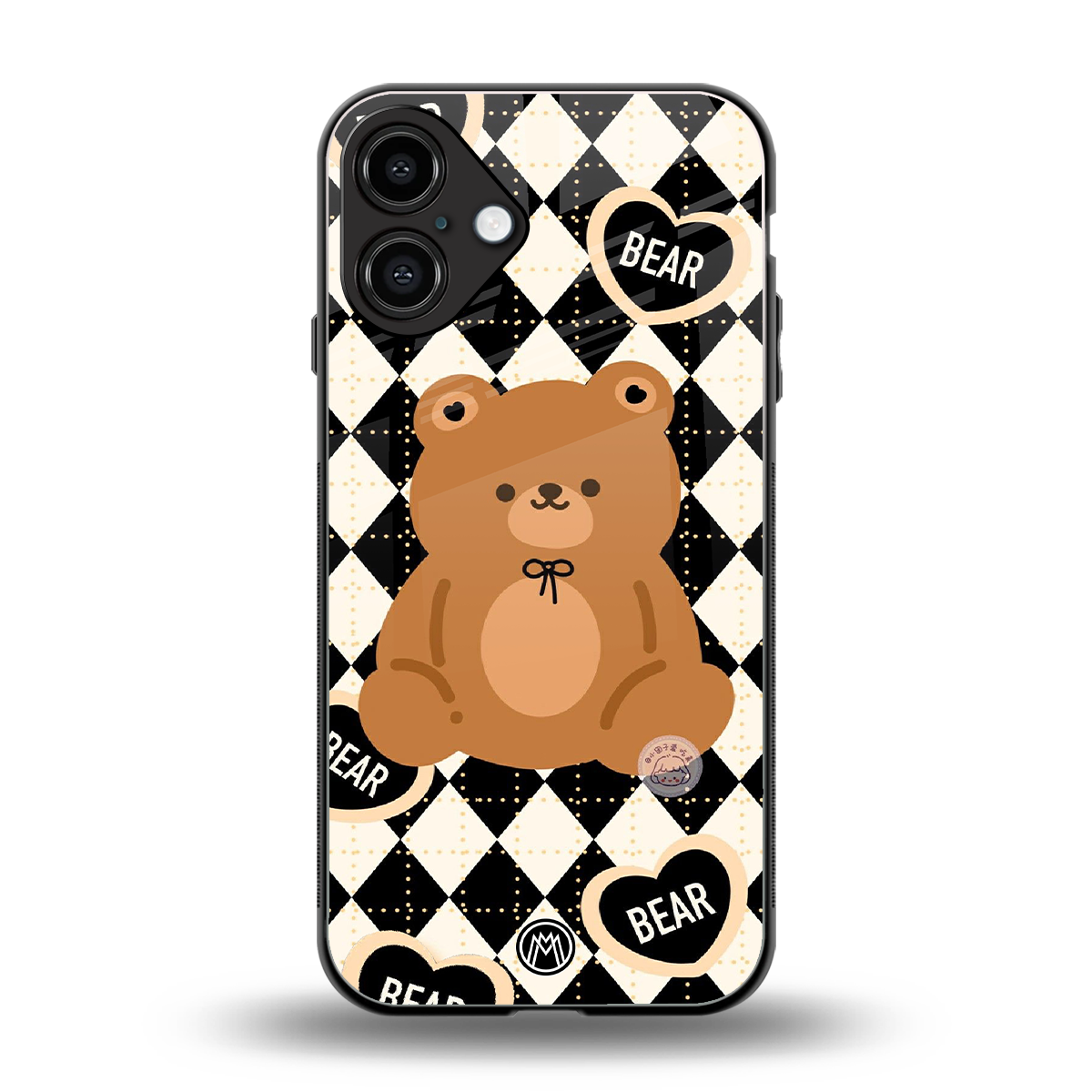 bear uniform pattern back phone cover | glass case for iphone 16 plus