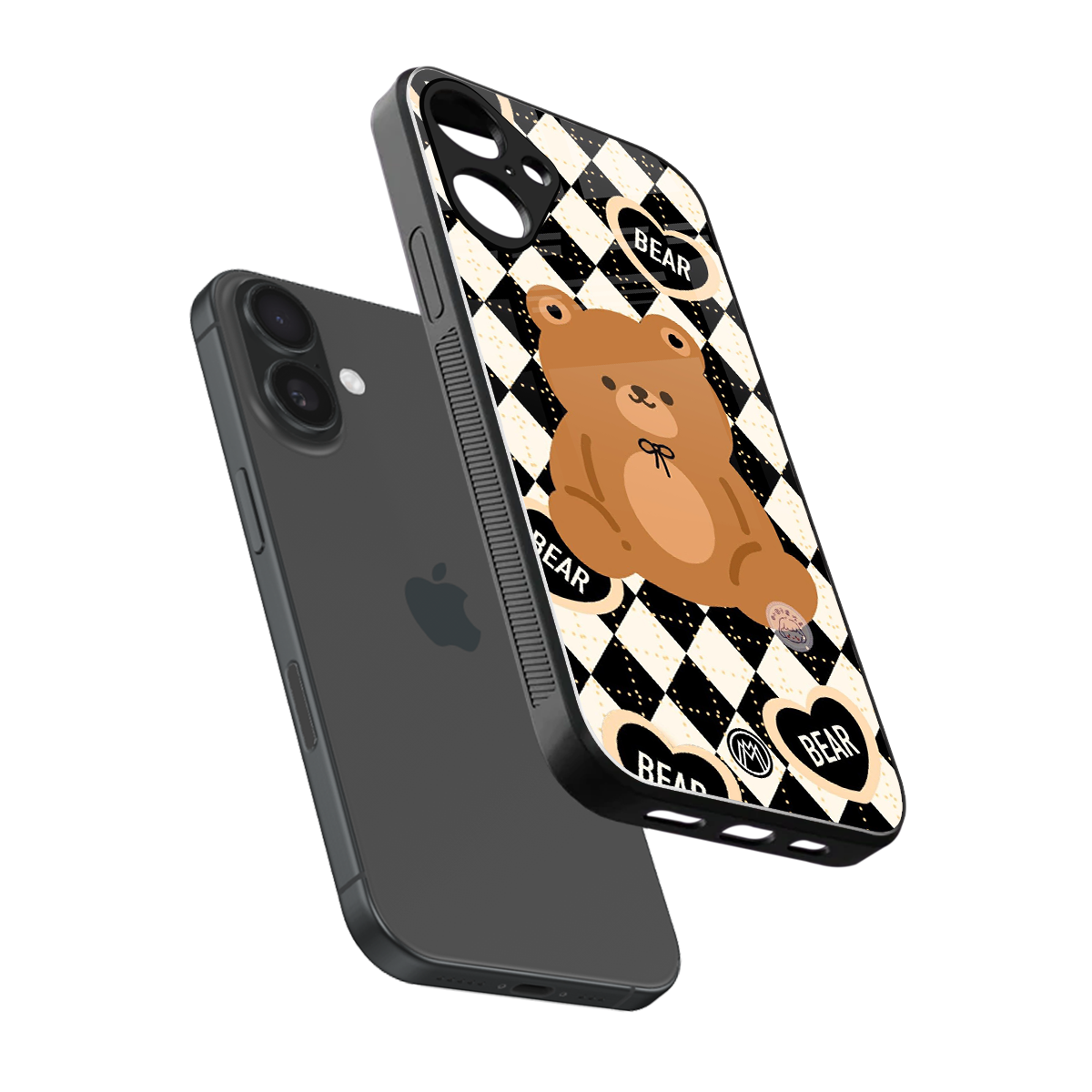 bear uniform pattern back phone cover | glass case for iphone 16 plus