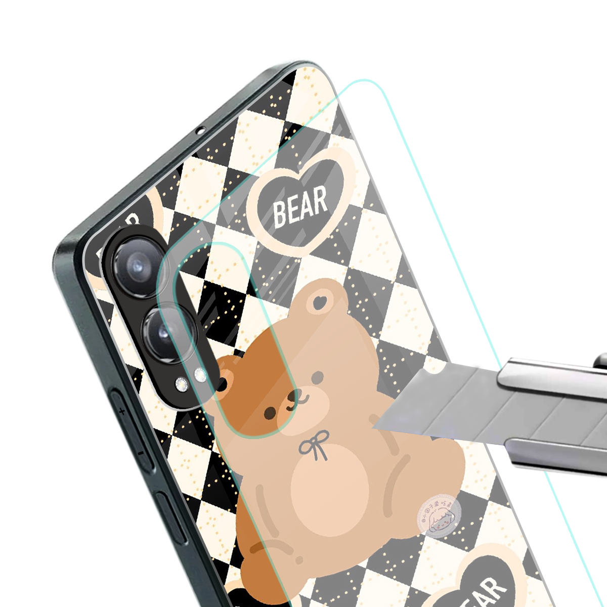 bear uniform pattern back phone cover | glass case for oneplus nord ce 4 lite