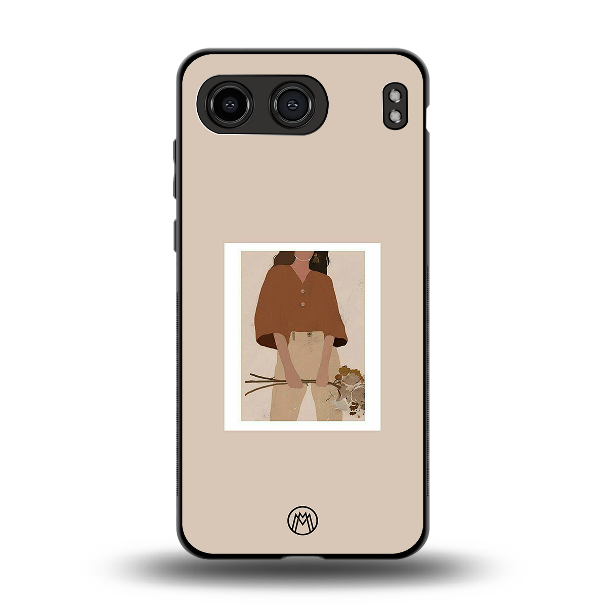 beige brown young lady art back phone cover | glass case for oneplus nord 4