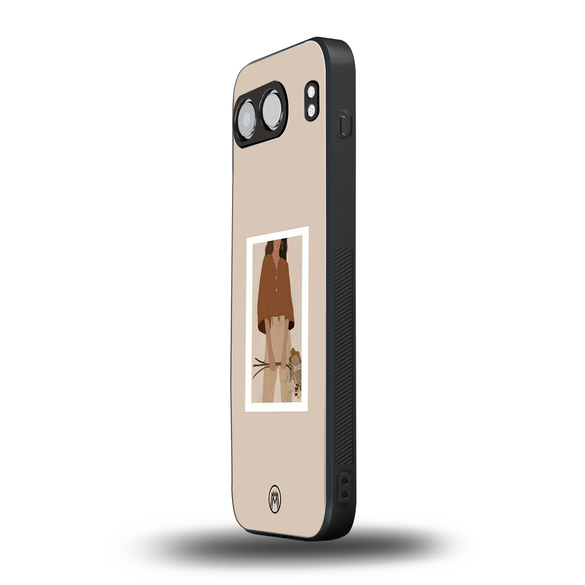 beige brown young lady art back phone cover | glass case for oneplus nord 4