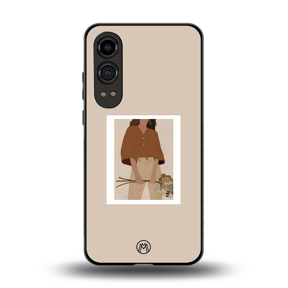 beige brown young lady art back phone cover | glass case for oneplus nord ce 4 lite