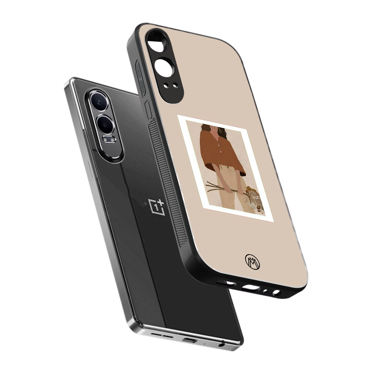 beige brown young lady art back phone cover | glass case for oneplus nord ce 4 lite