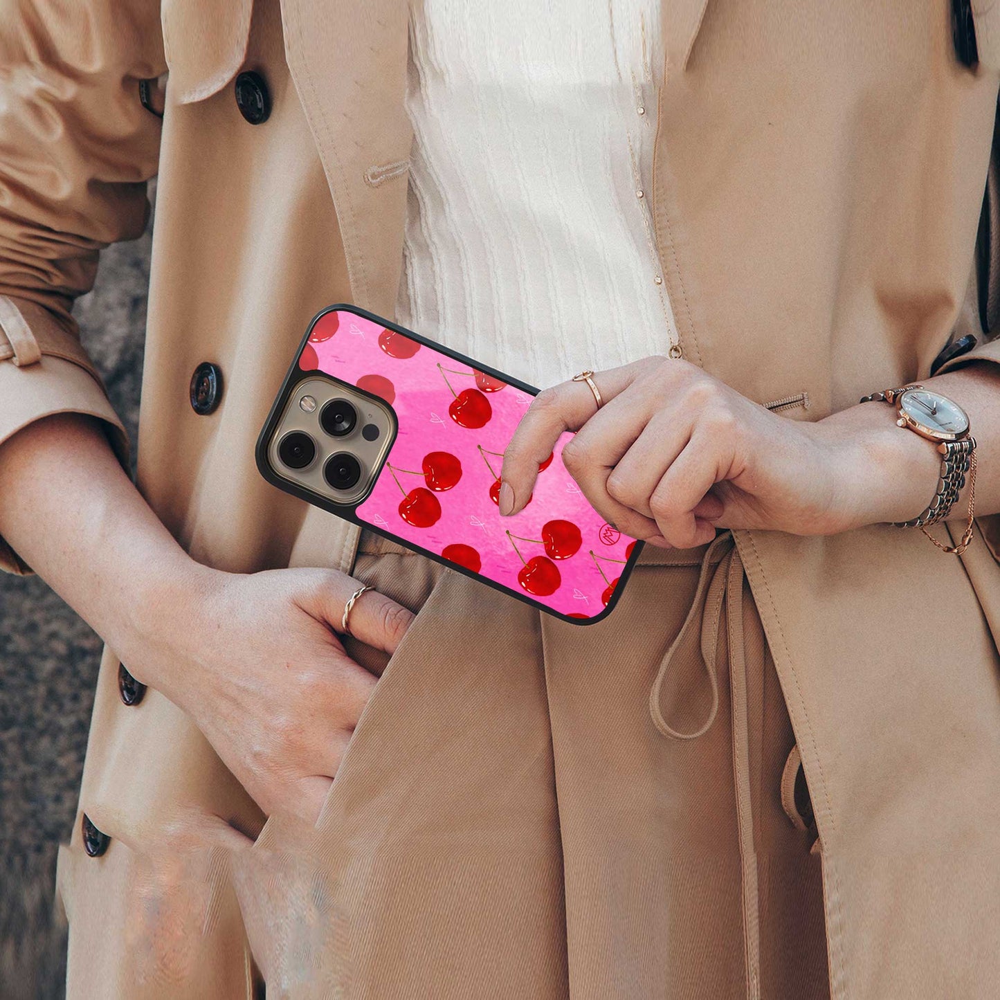 berry blush back phone cover | glass case for iphone 13 pro max