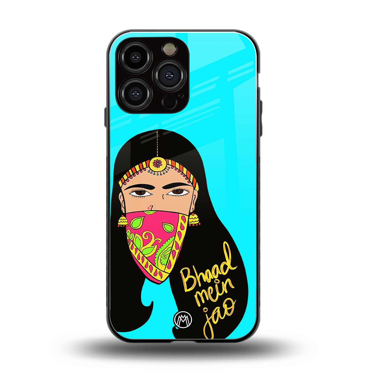 bhaad mein jao back phone cover | glass case for iphone 14 pro max