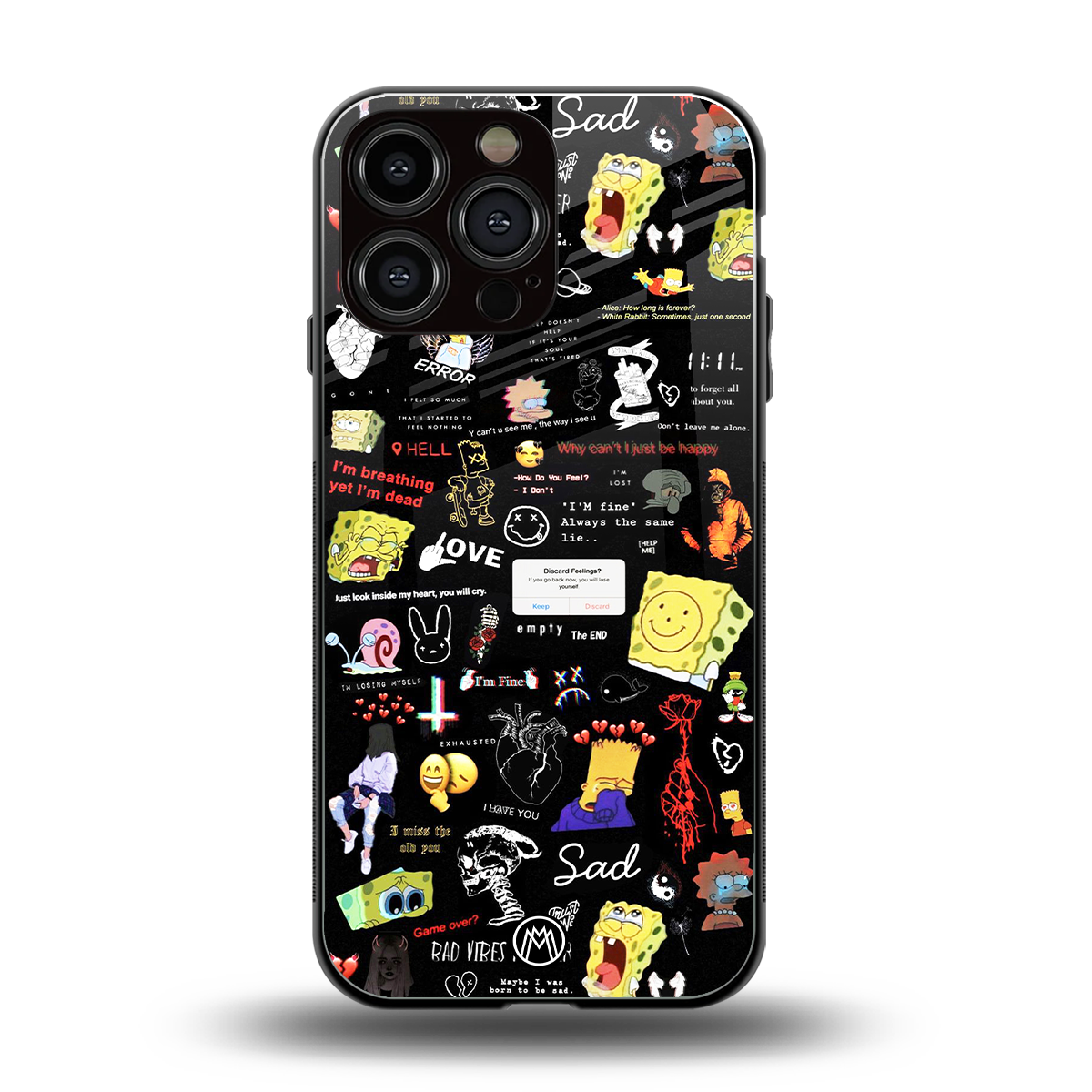 black aesthetic collage back phone cover | glass case for iphone 14 pro max