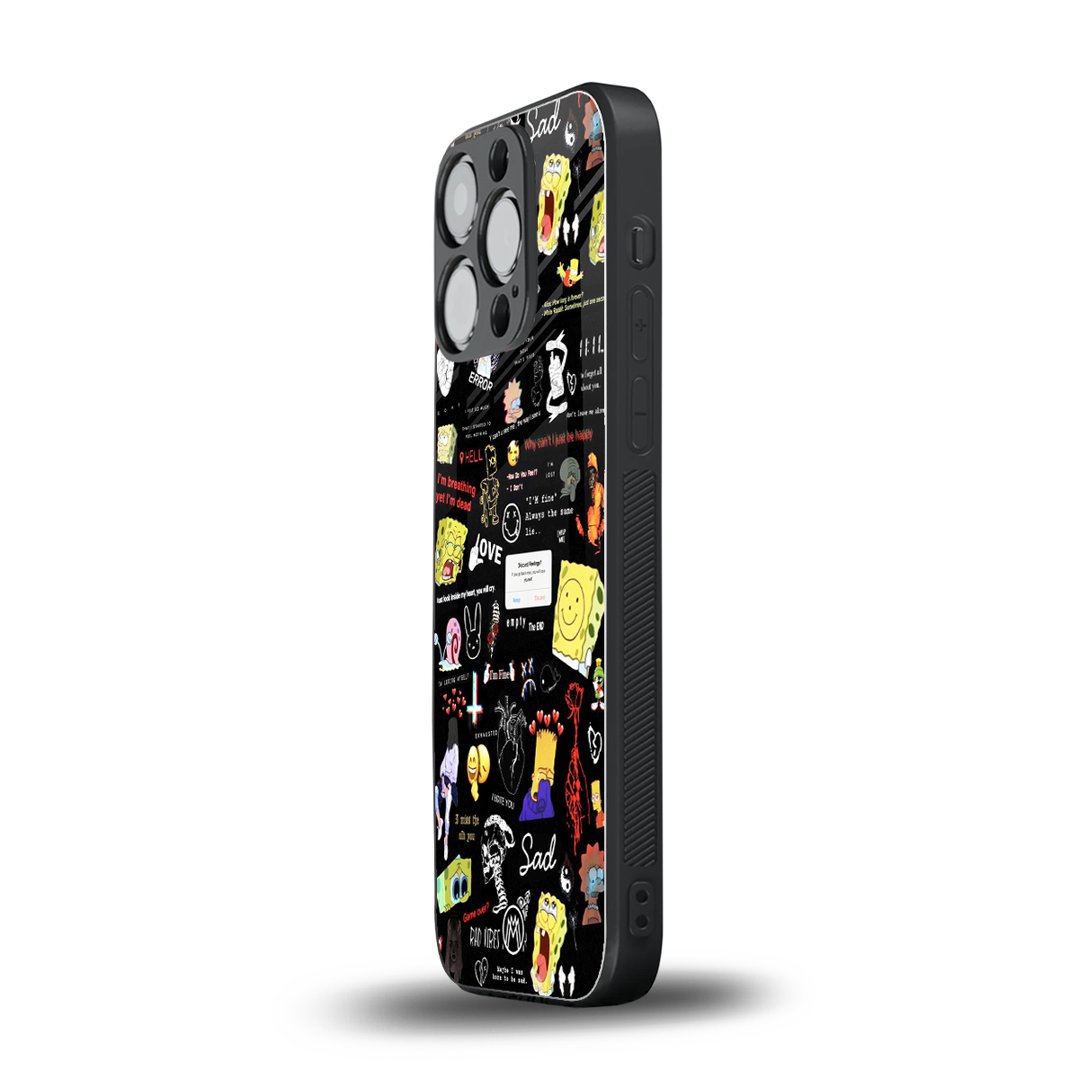black aesthetic collage back phone cover | glass case for iphone 14 pro