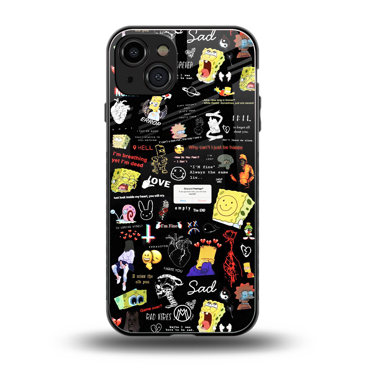 black aesthetic collage back phone cover | glass case for iphone 15