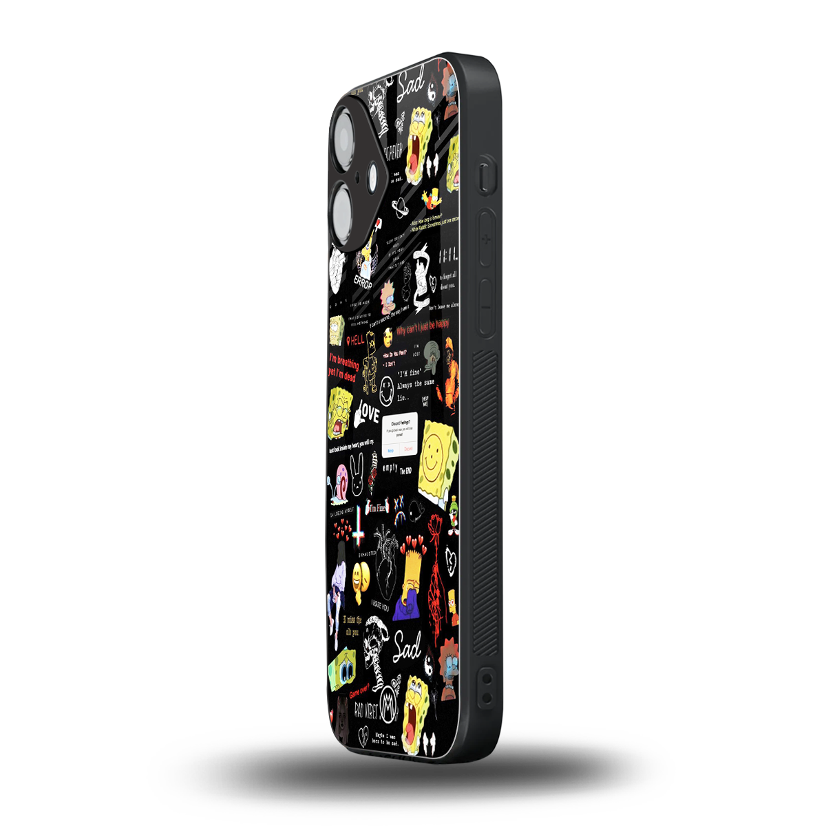 black aesthetic collage back phone cover | glass case for iphone 16 plus