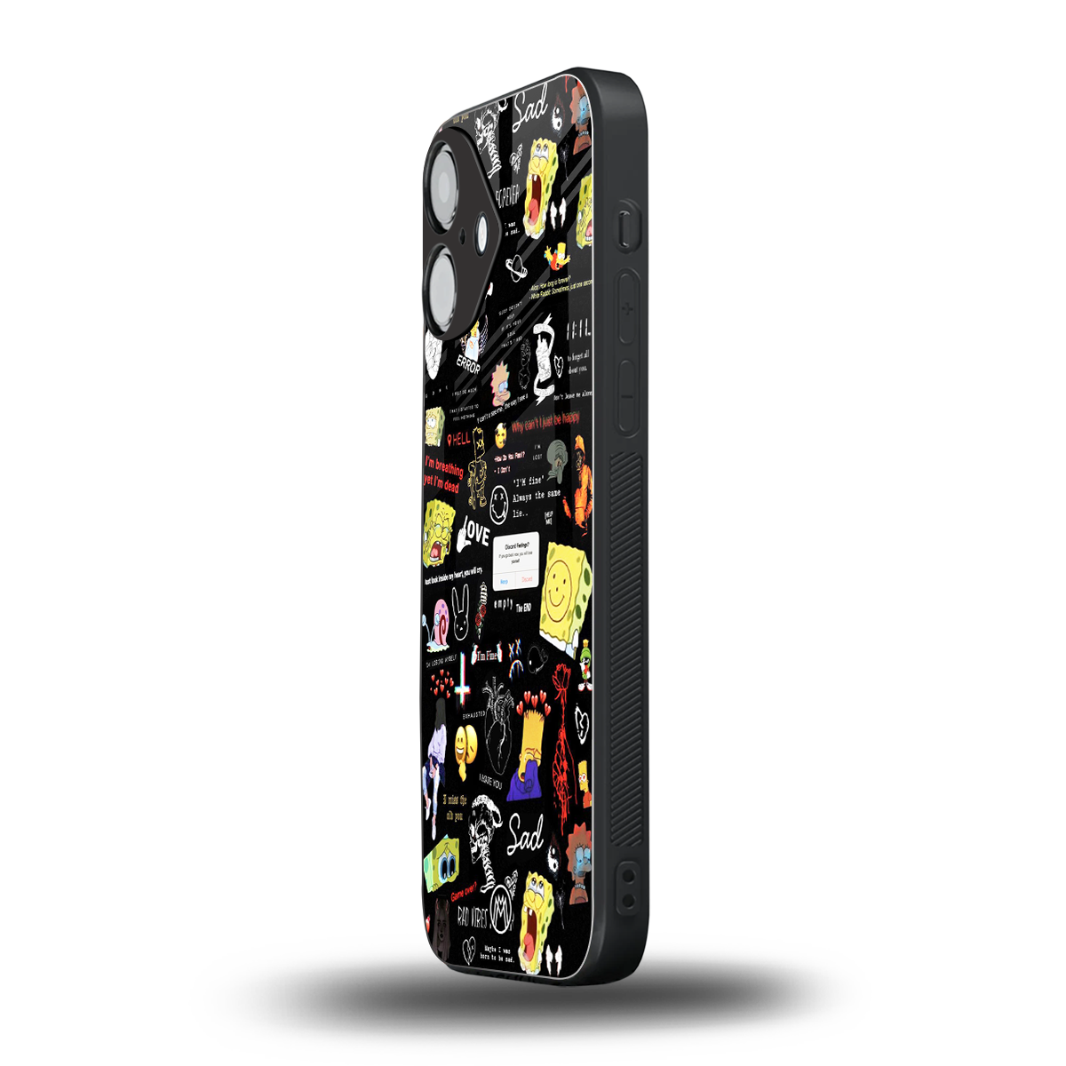 black aesthetic collage back phone cover | glass case for iphone 16