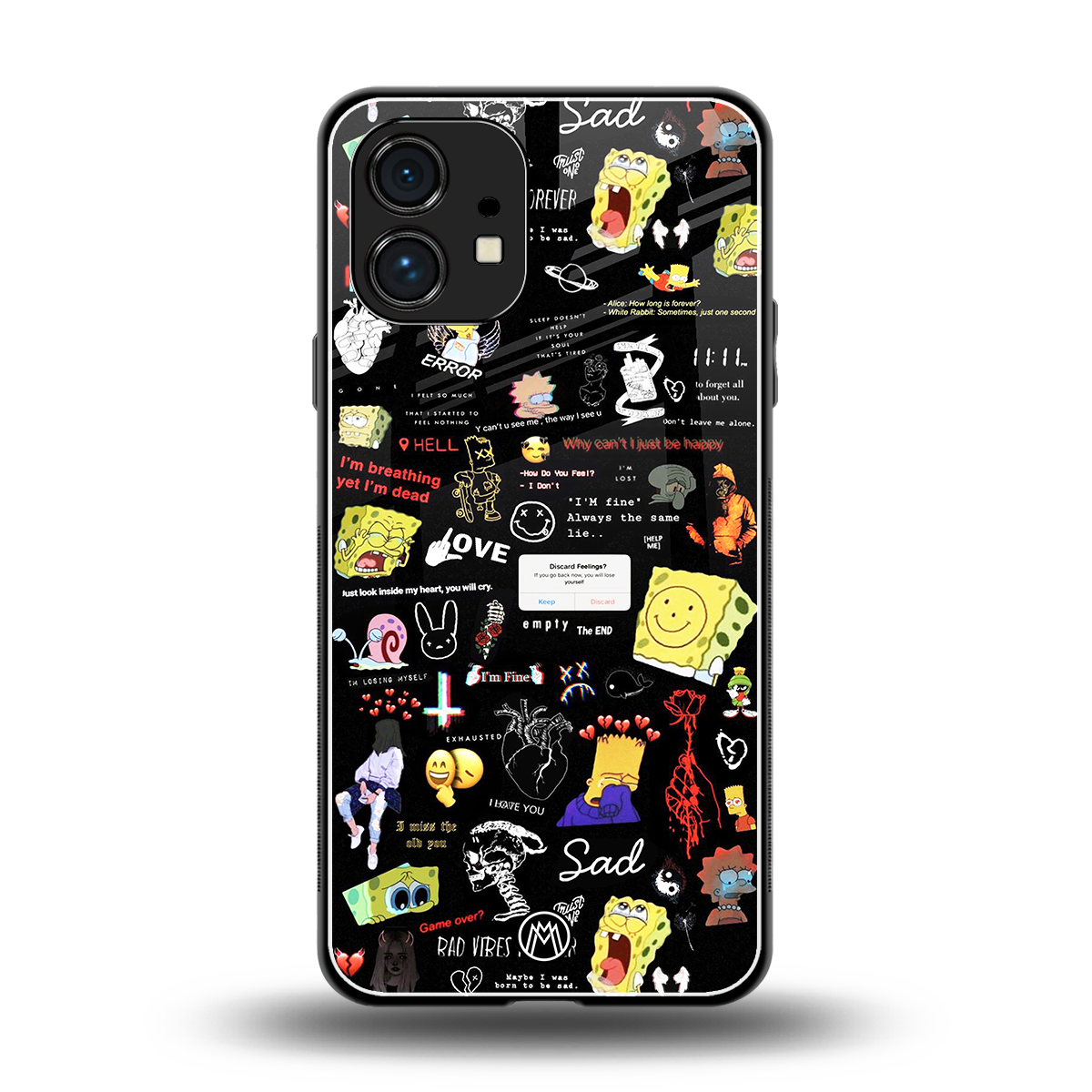 black aesthetic collage back phone cover | glass case for nothing phone 1