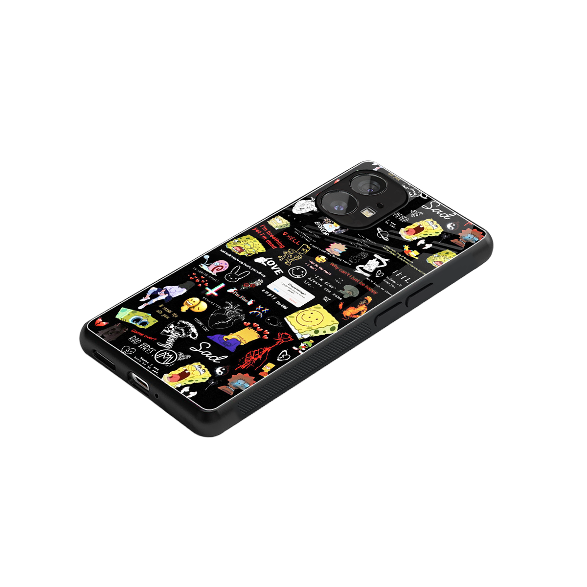 black aesthetic collage back phone cover | glass case for nothing phone 1
