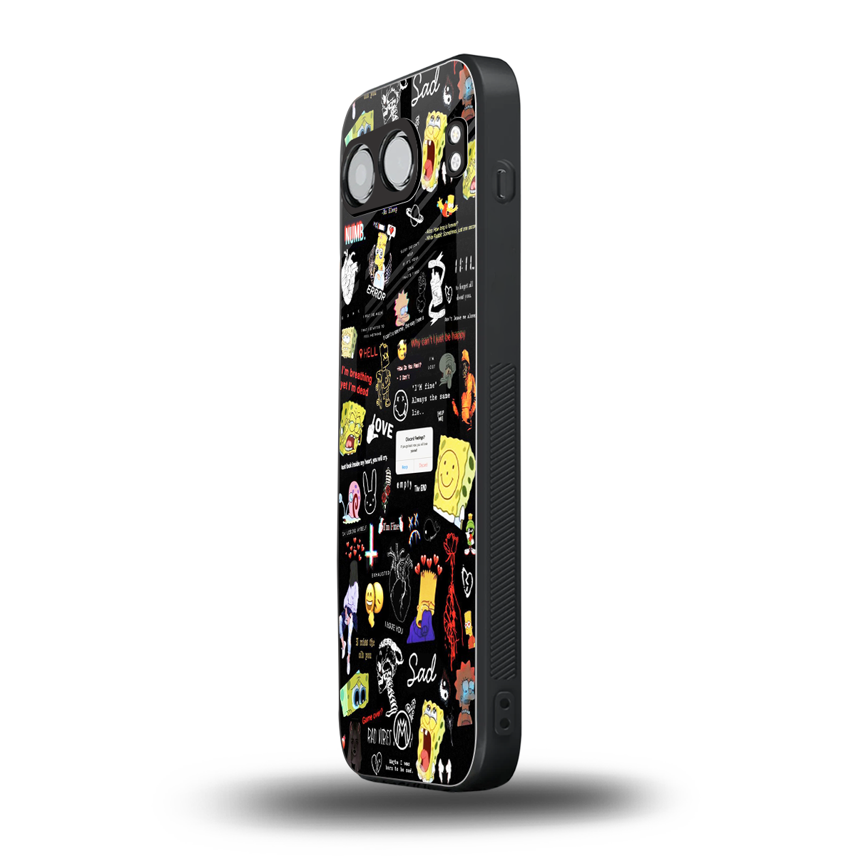 black aesthetic collage back phone cover | glass case for oneplus nord 4