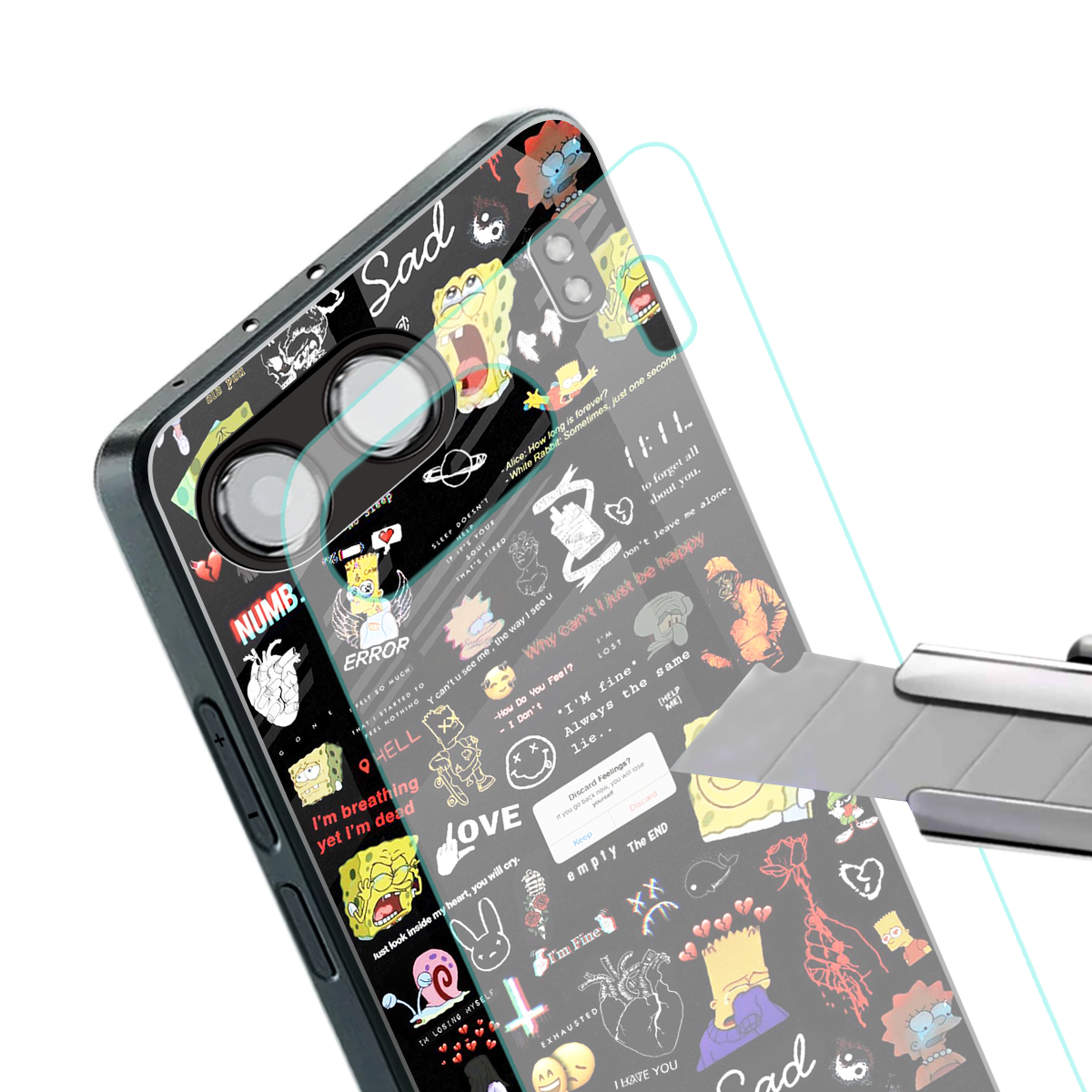 black aesthetic collage back phone cover | glass case for oneplus nord 4
