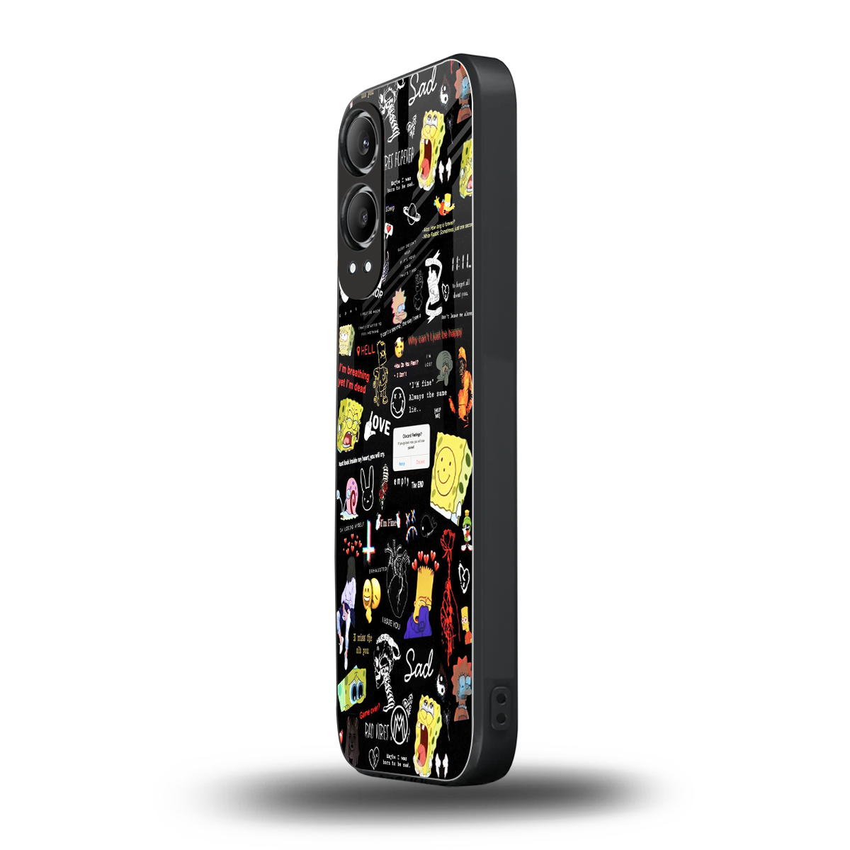 black aesthetic collage back phone cover | glass case for oneplus nord ce 4 lite