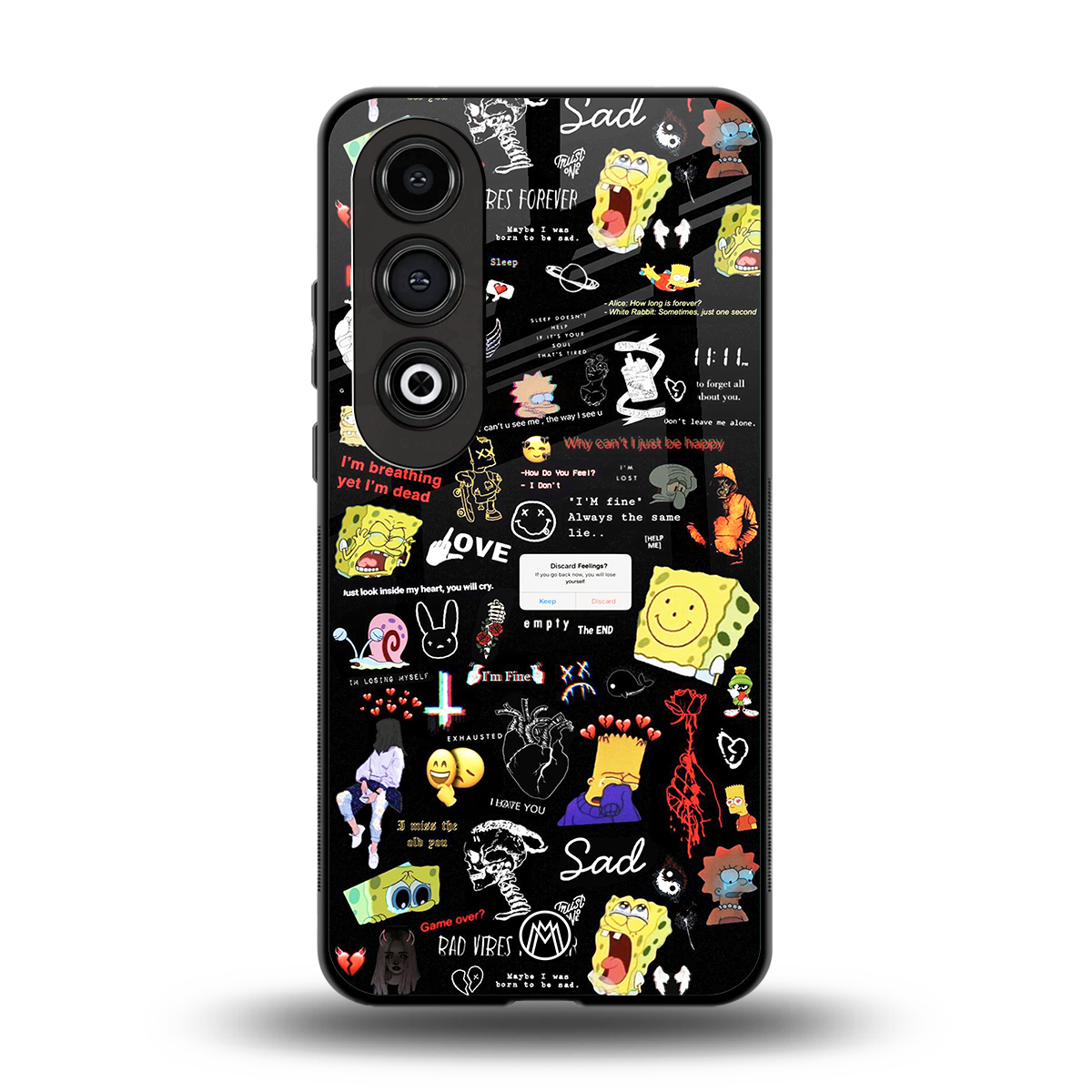 black aesthetic collage back phone cover | glass case for oneplus nord ce 4