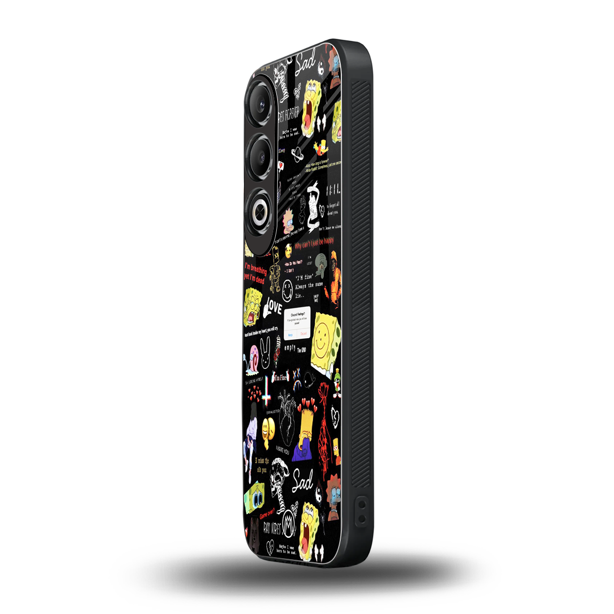 black aesthetic collage back phone cover | glass case for oneplus nord ce 4