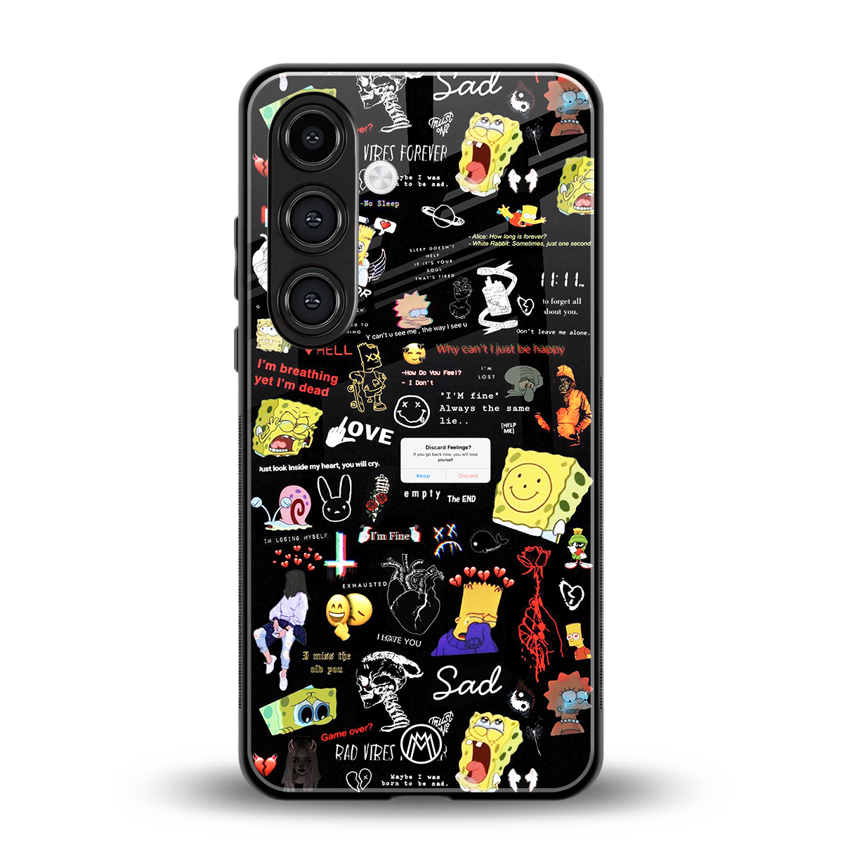 black aesthetic collage back phone cover | glass case for samsung galaxy s24 fe