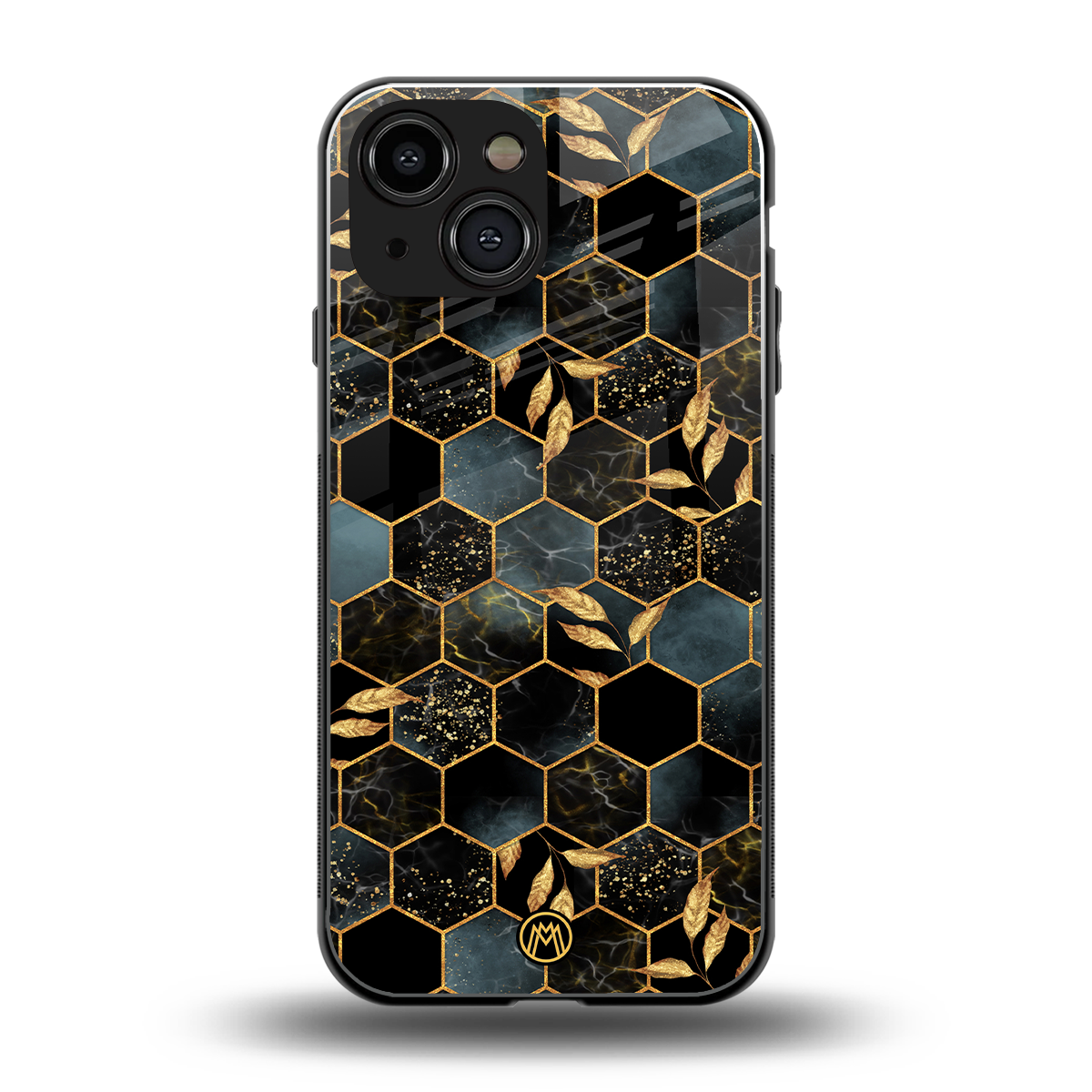 black blue tile marble back phone cover | glass case for iphone 13 mini