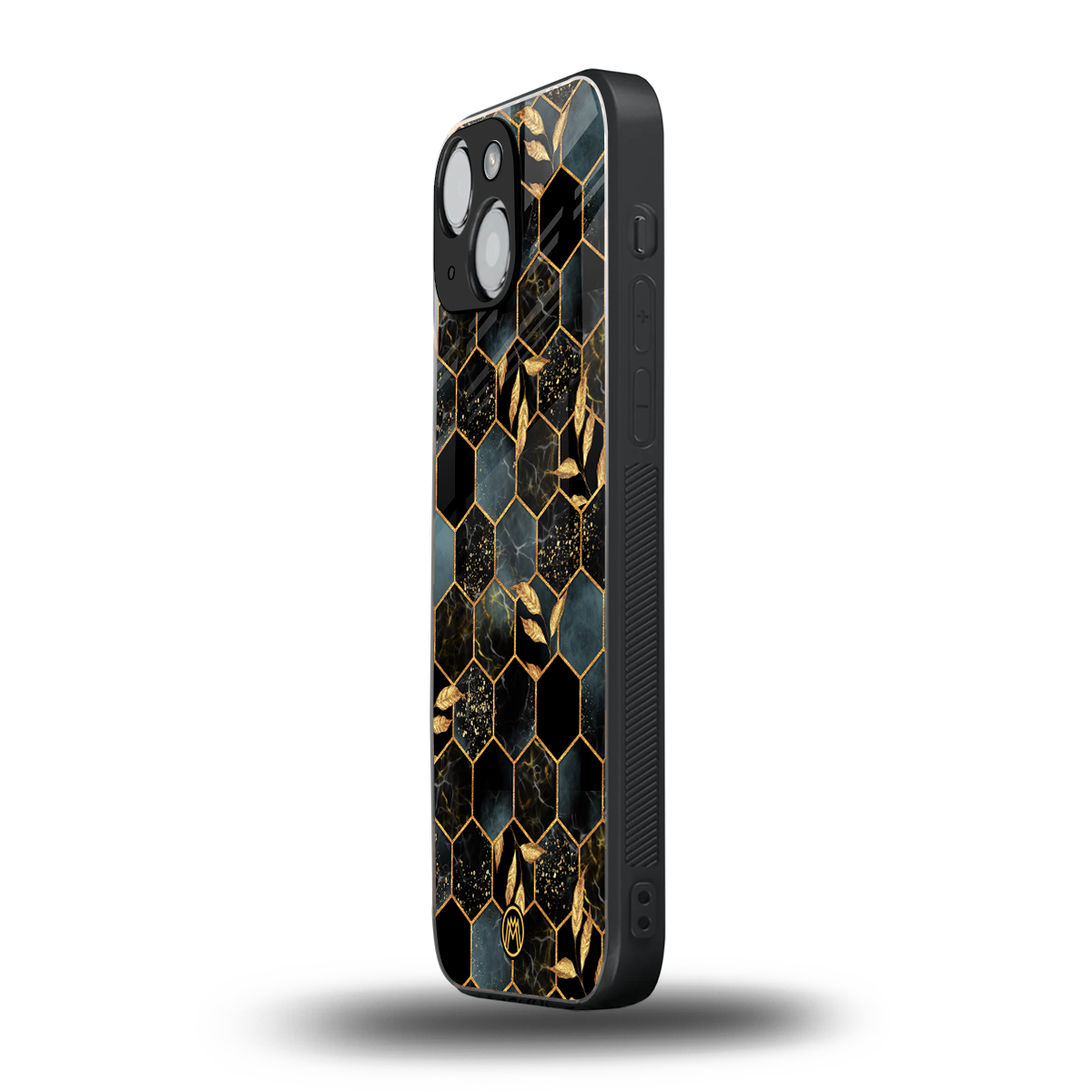 black blue tile marble back phone cover | glass case for iphone 13 mini