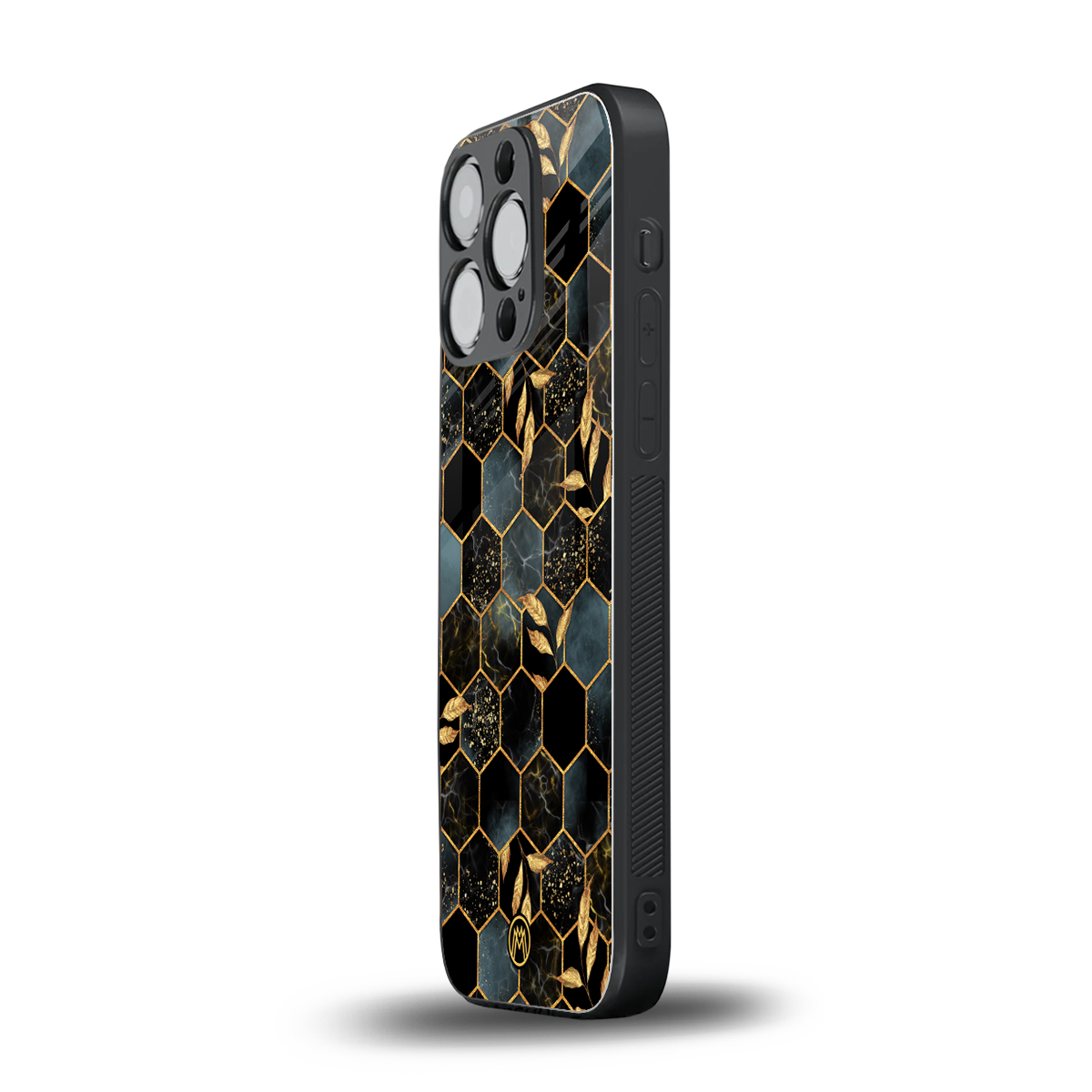 black blue tile marble back phone cover | glass case for iphone 14 pro