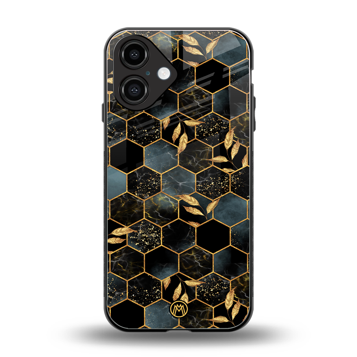 black blue tile marble back phone cover | glass case for iphone 16
