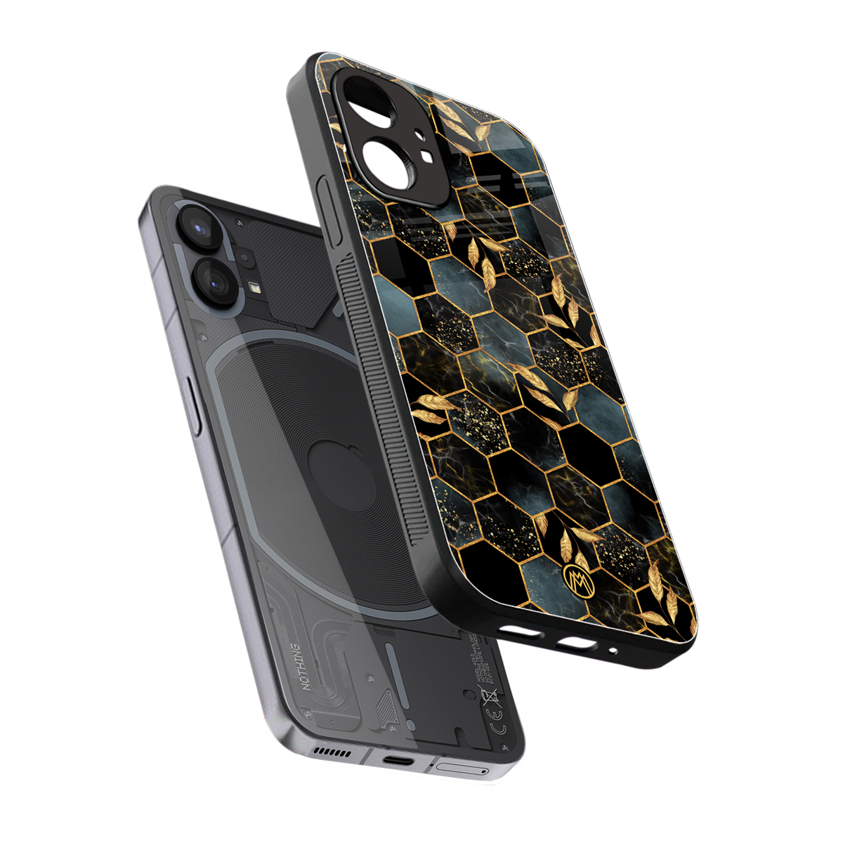 black blue tile marble back phone cover | glass case for nothing phone 1