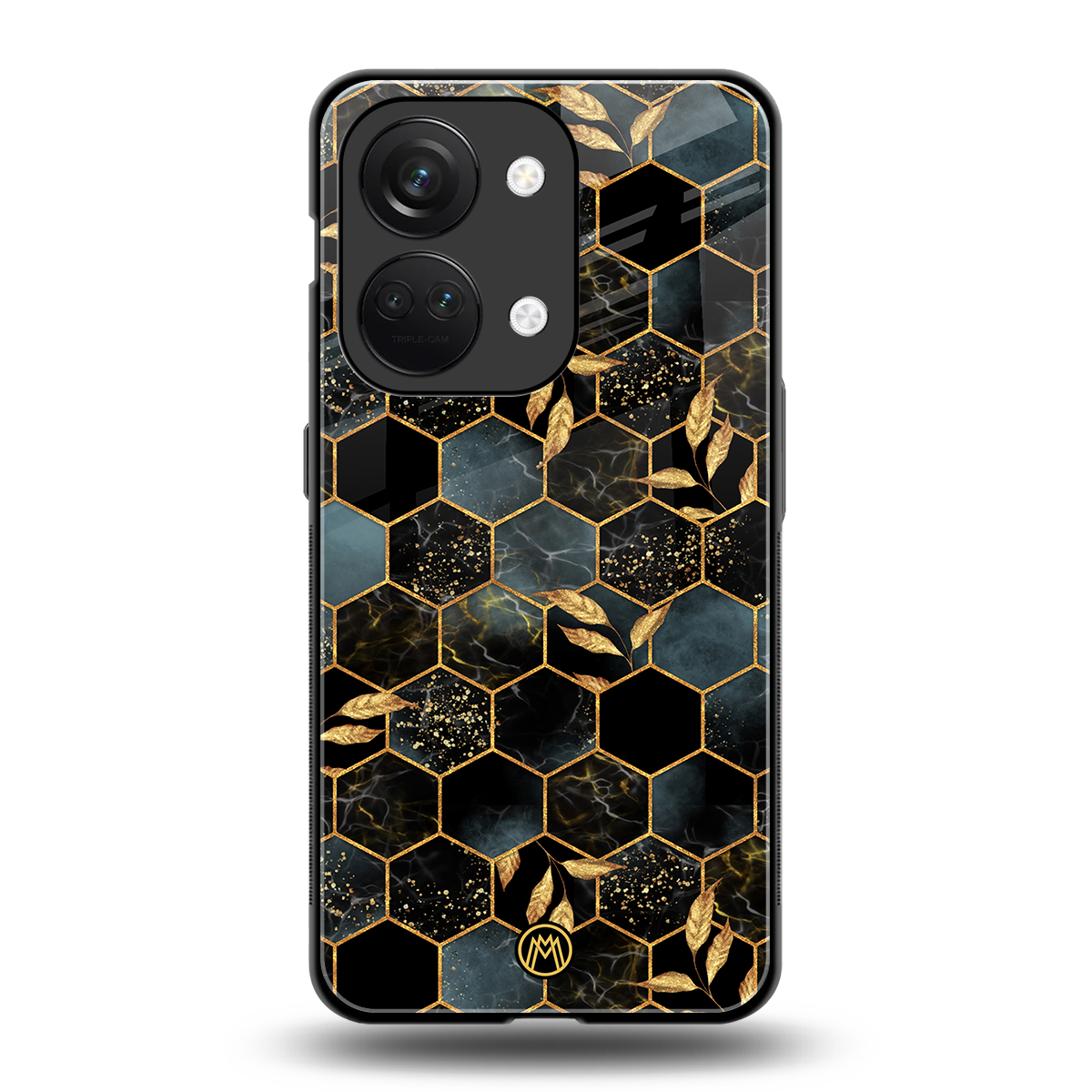 black blue tile marble back phone cover | glass case for oneplus nord 3