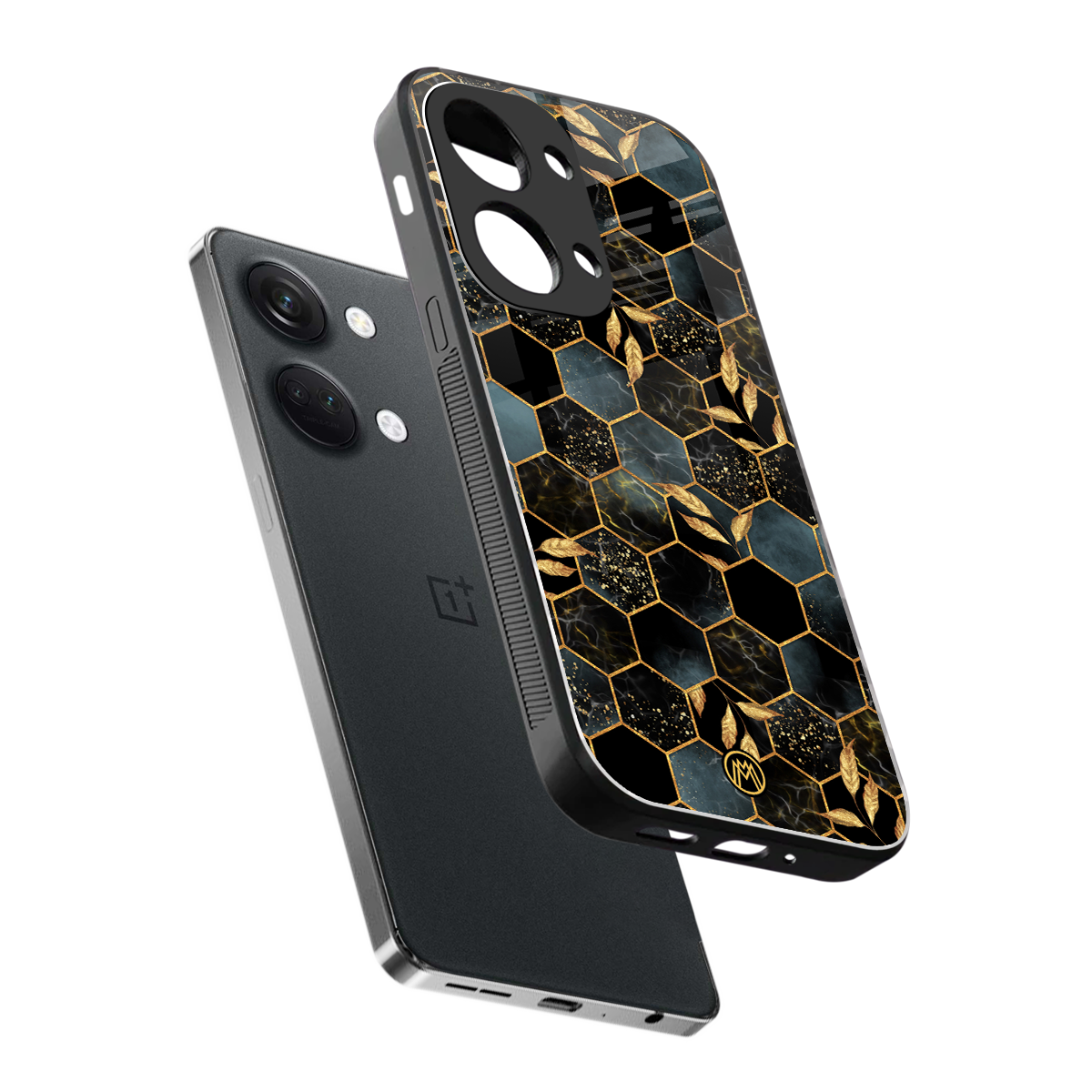 black blue tile marble back phone cover | glass case for oneplus nord 3