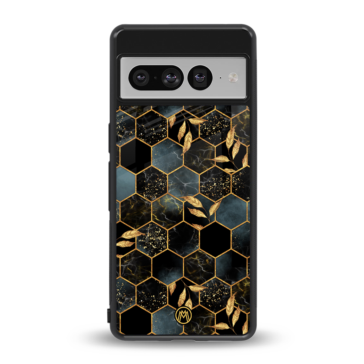 black blue tile marble back phone cover | glass case for google pixel 7 pro