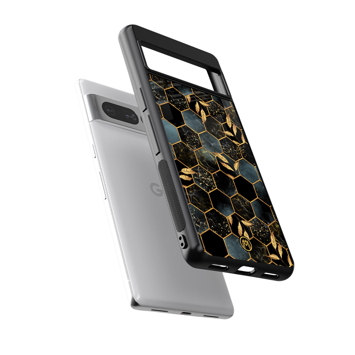 black blue tile marble back phone cover | glass case for google pixel 7 pro