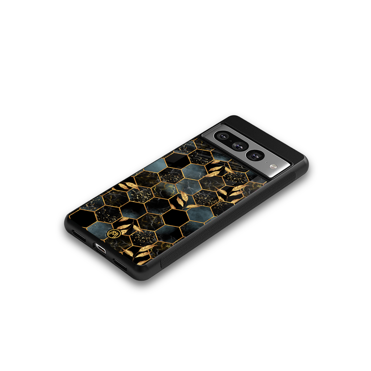 black blue tile marble back phone cover | glass case for google pixel 7 pro