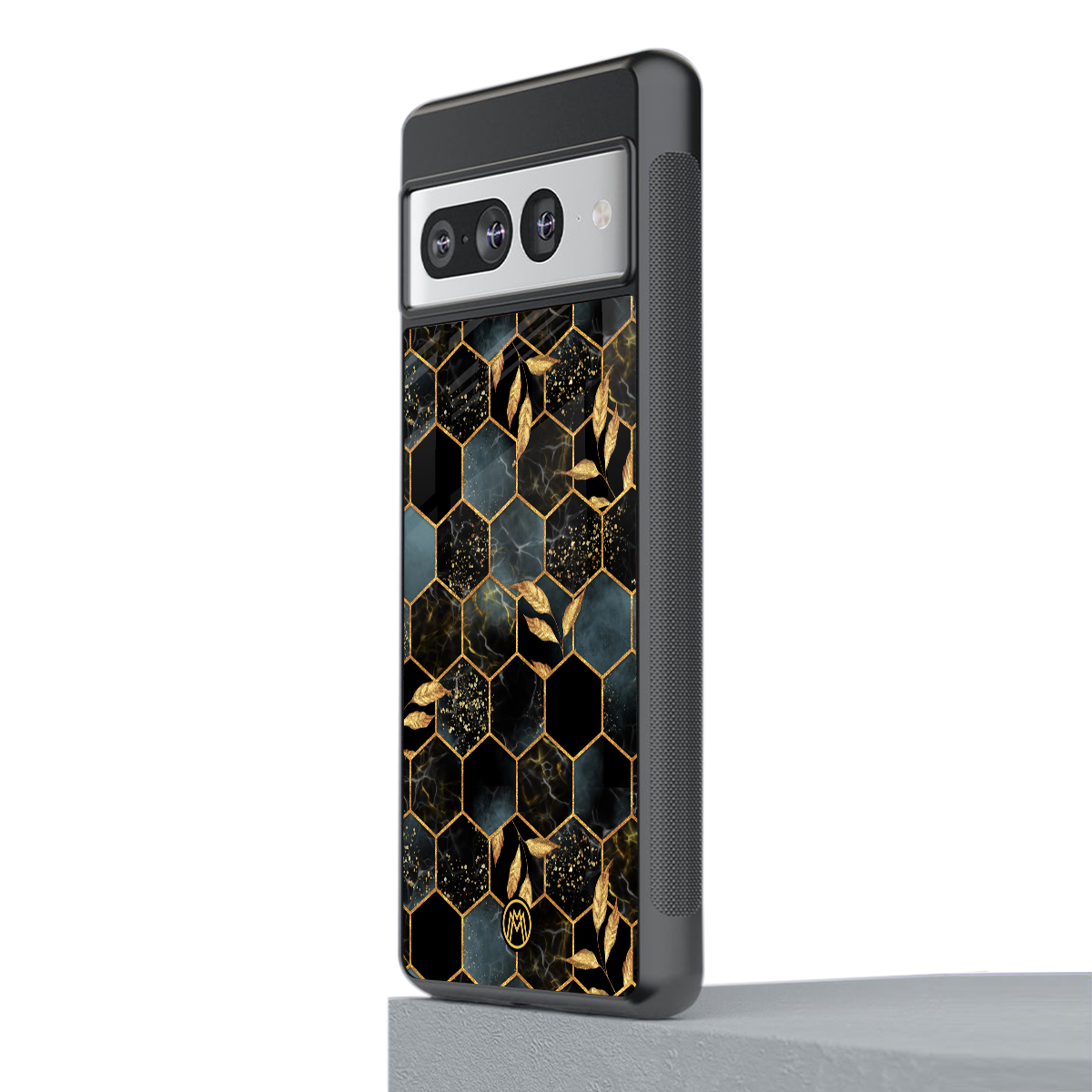black blue tile marble back phone cover | glass case for google pixel 7 pro
