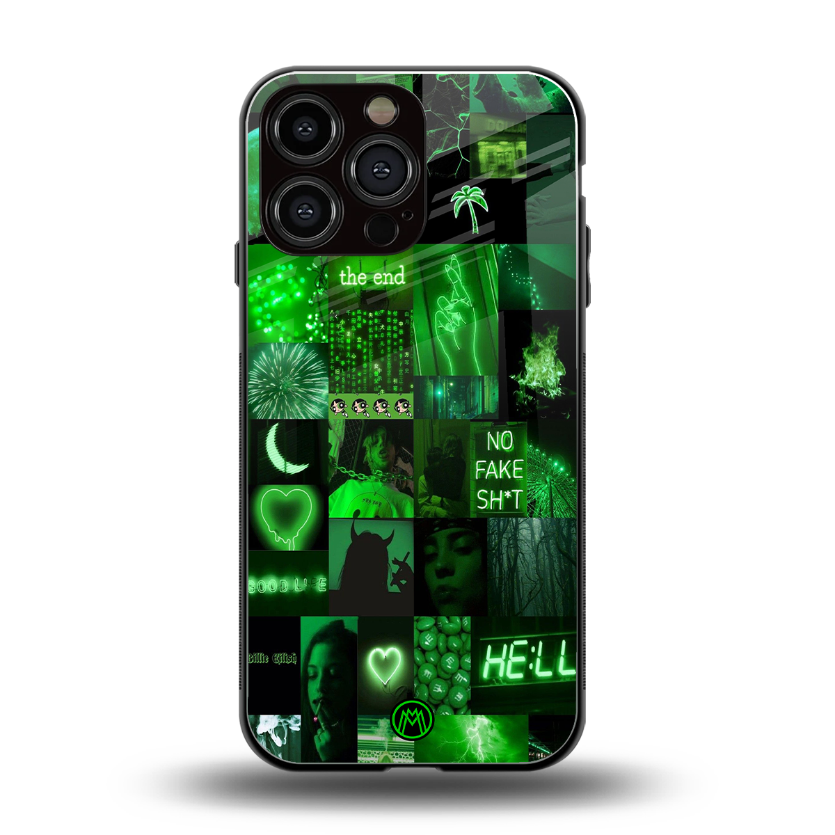 black green aesthetic collage back phone cover | glass case for iphone 14 pro max