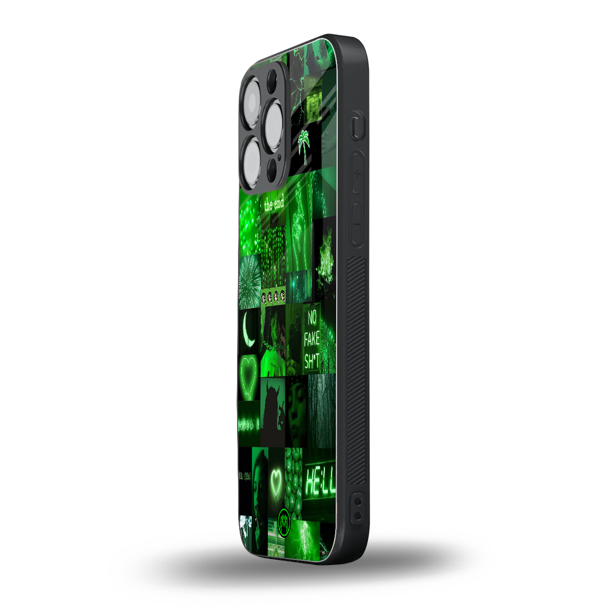 black green aesthetic collage back phone cover | glass case for iphone 14 pro max