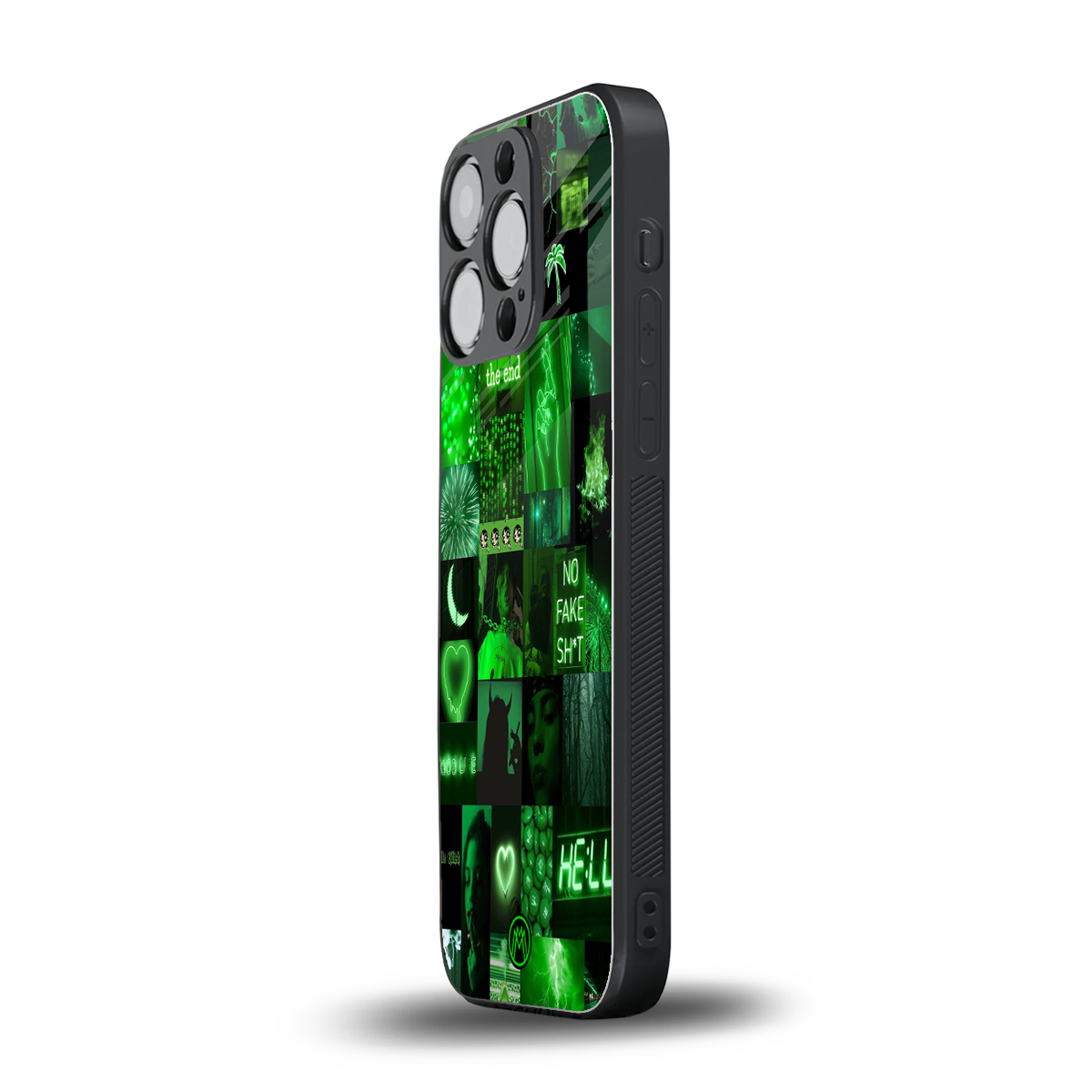 black green aesthetic collage back phone cover | glass case for iphone 14 pro