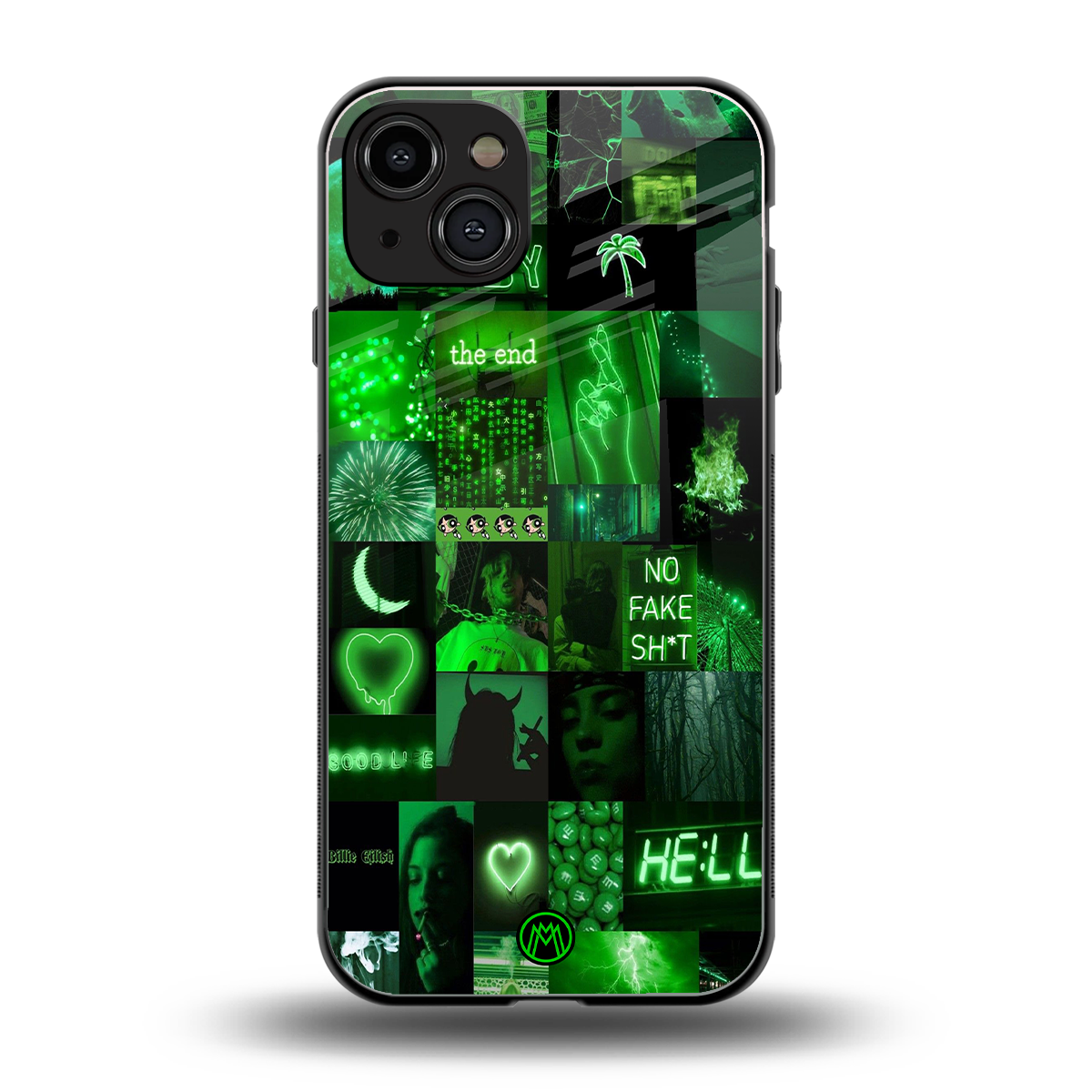 black green aesthetic collage back phone cover | glass case for iphone 15