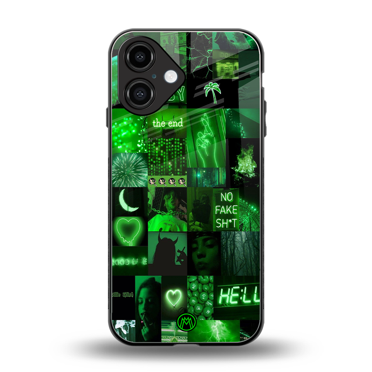 black green aesthetic collage back phone cover | glass case for iphone 16