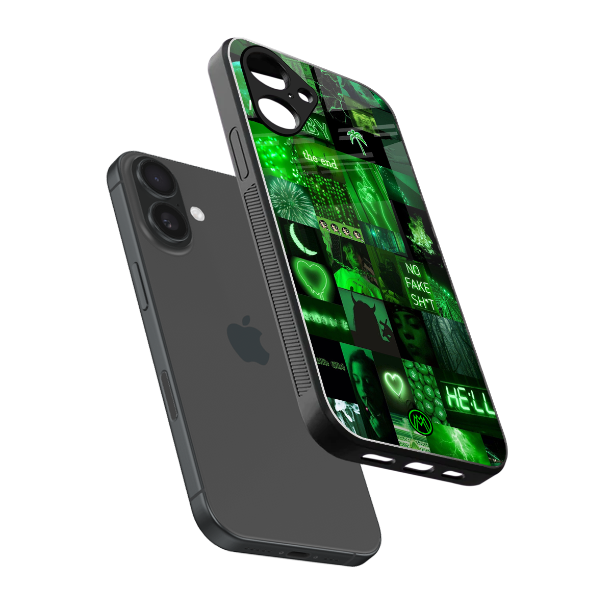 black green aesthetic collage back phone cover | glass case for iphone 16