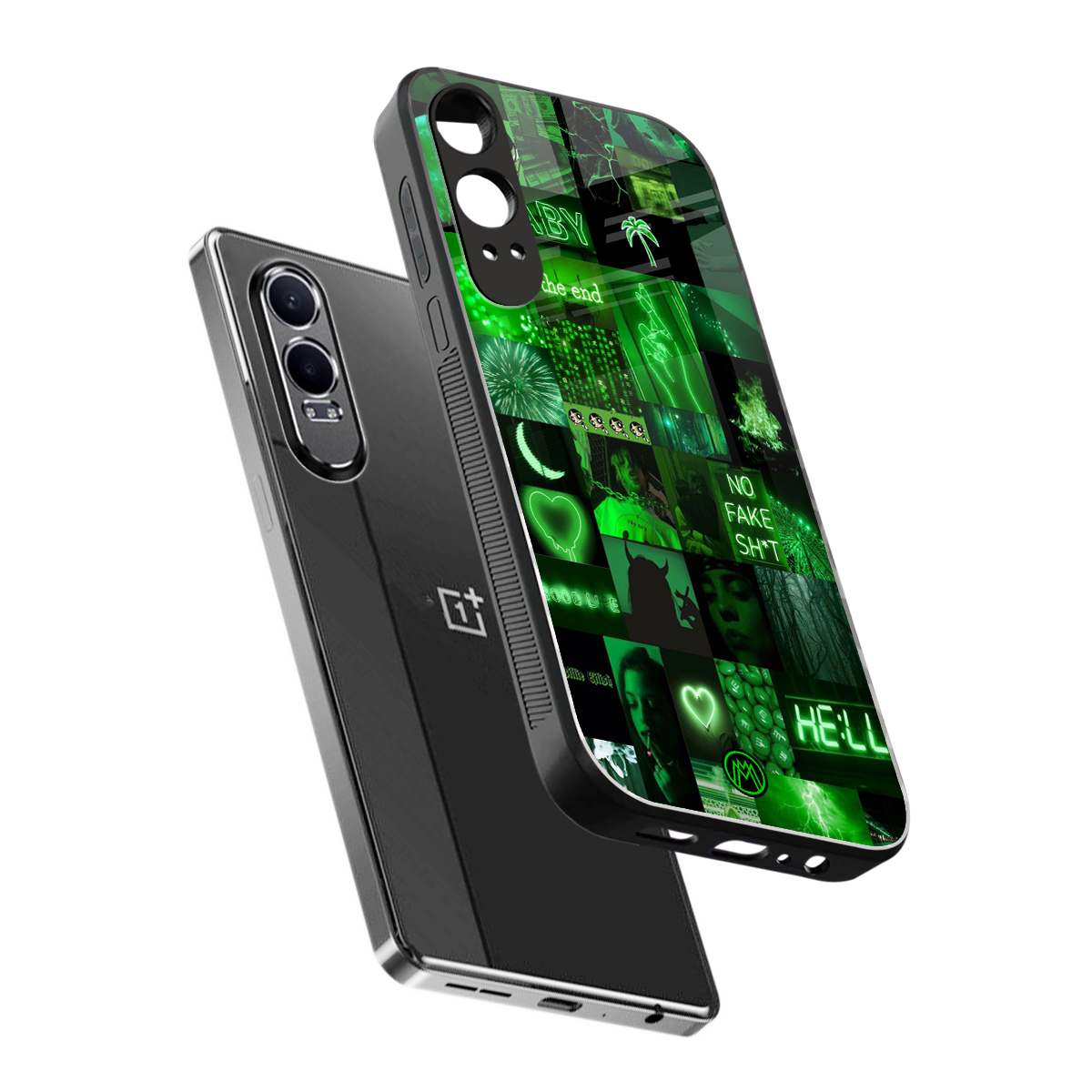 black green aesthetic collage back phone cover | glass case for oneplus nord ce 4 lite