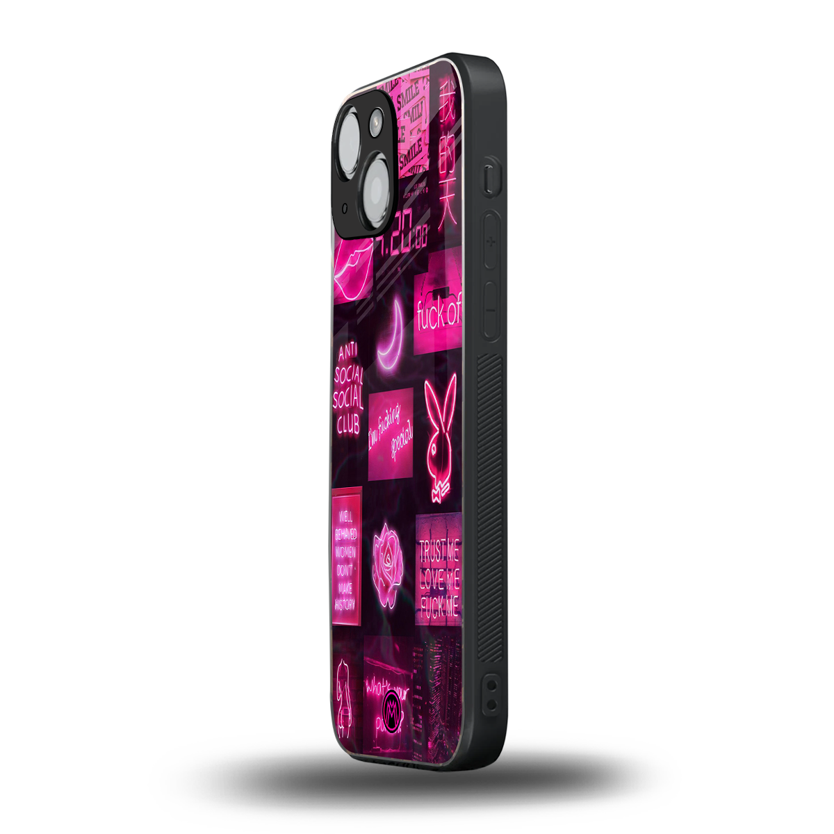 black pink aesthetic collage back phone cover | glass case for iphone 13 mini