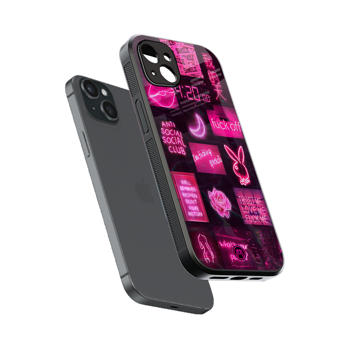 black pink aesthetic collage back phone cover | glass case for iphone 14 plus